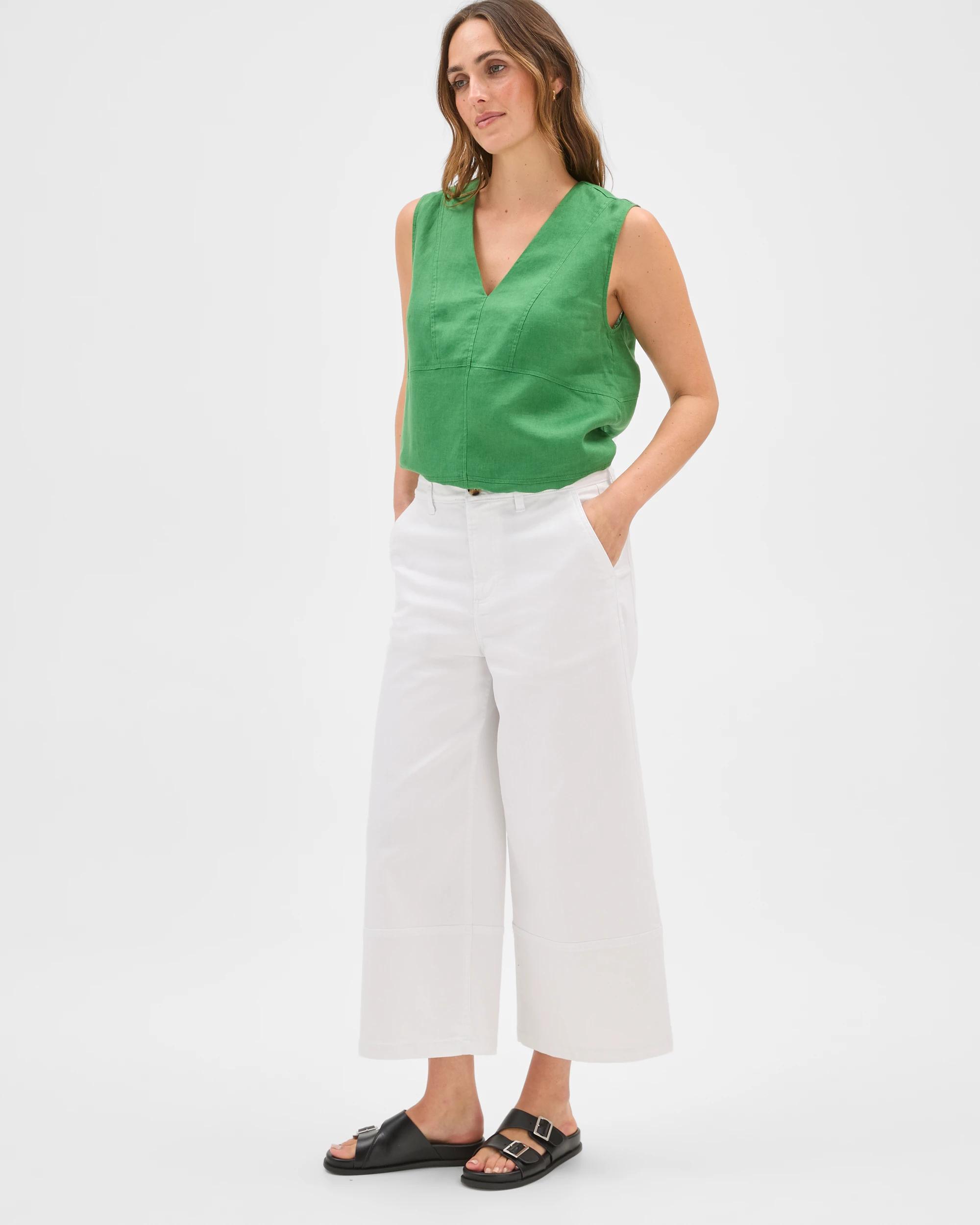 2 Target Woman Australian Cotton Blend Stretch Twill Cropped Pants WHITE, 2 of 7