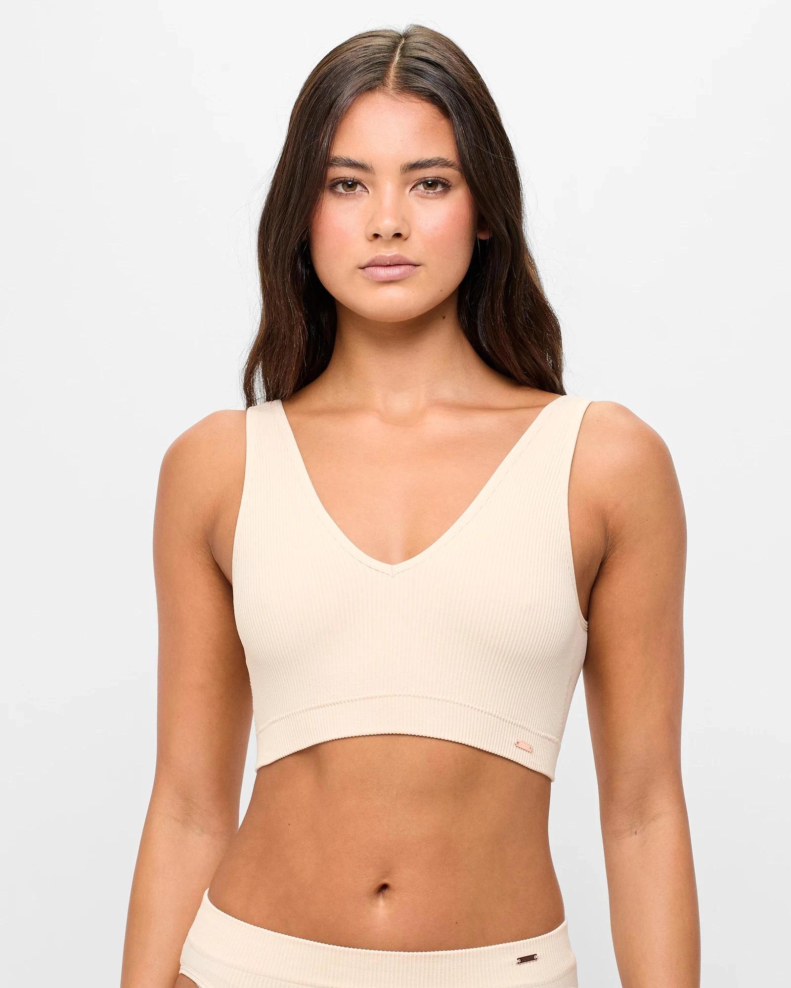 1 Lily Loves Ribbed Seamfree Plunge Crop Top SHELL, 1 of 4