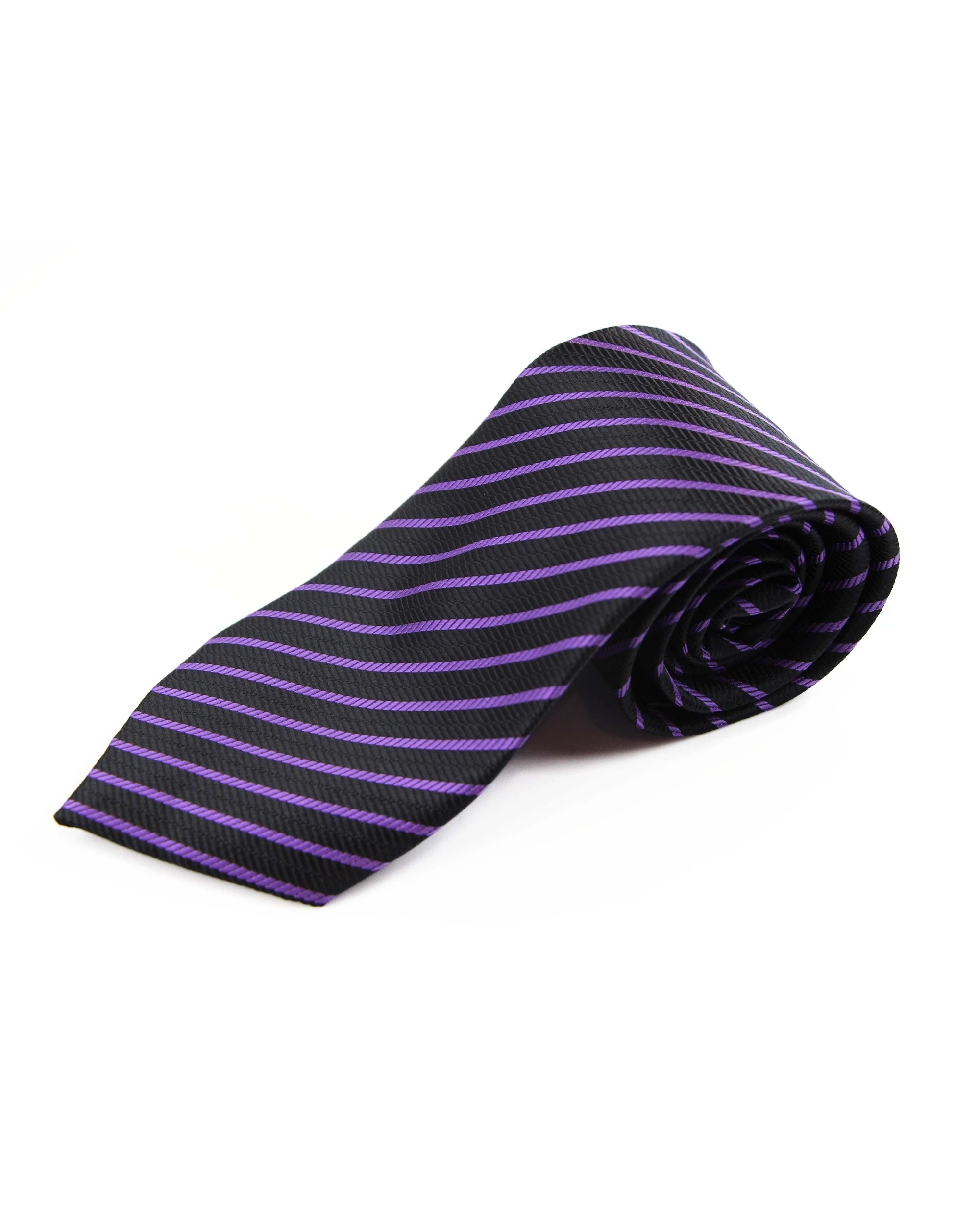 2 Zasel Mens Black & Purple Striped 8cm Patterned Neck Tie, 2 of 2