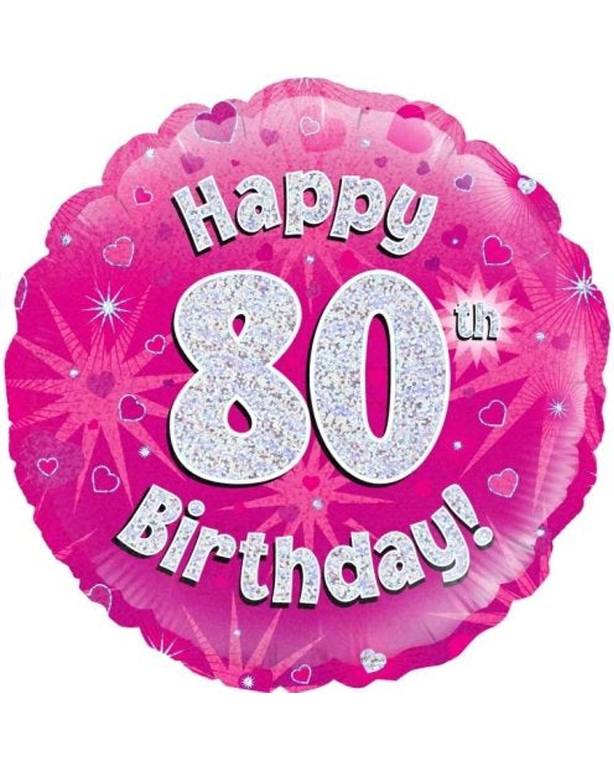 1 Alpen Foil Balloon Holo Happy 80th Birthday Party Decoration 45cm - Pink, 1 of 1