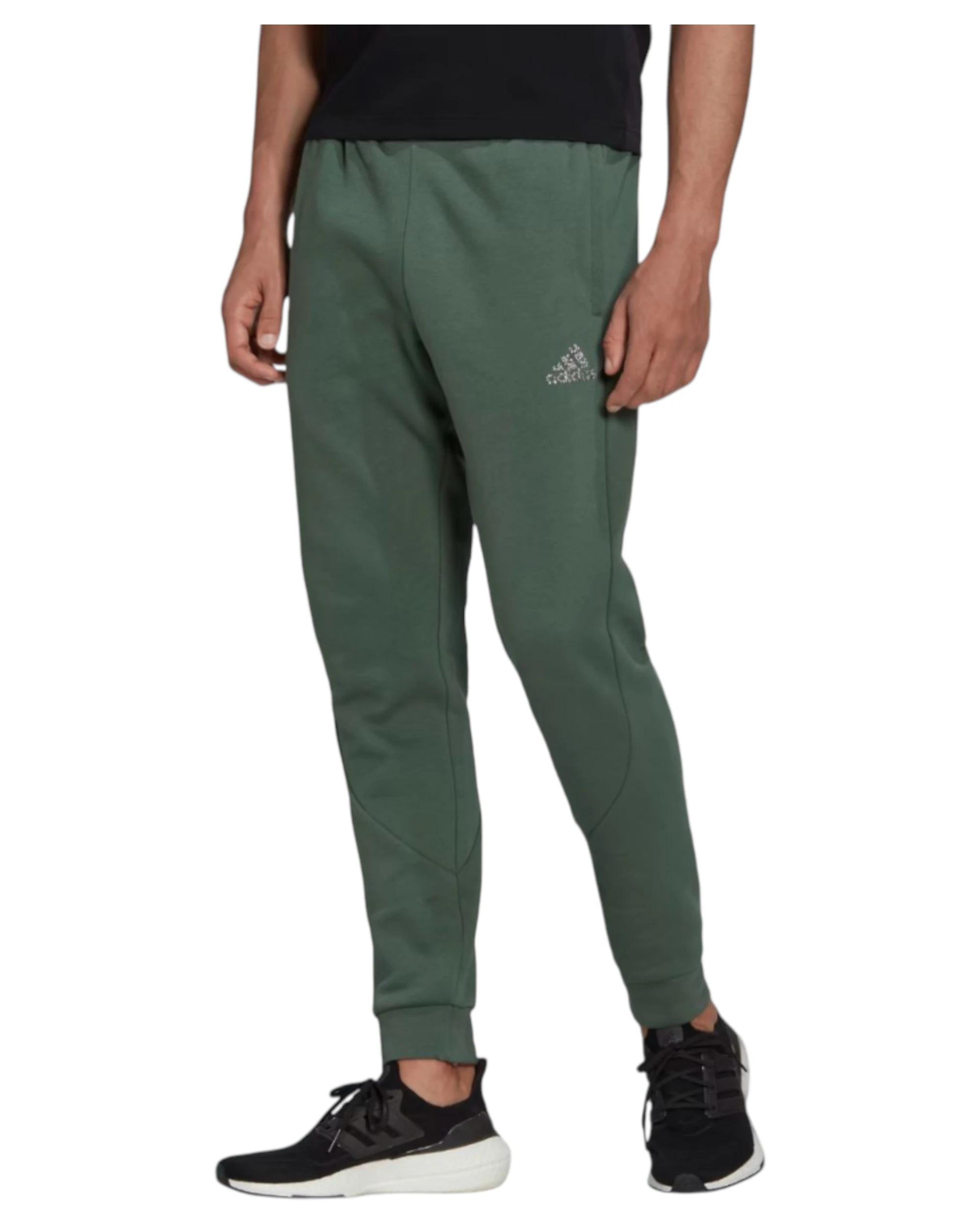 2 Adidas Mens Stadium Fleece Badge of Sport Green Cuffed Pants GREEN, 2 of 8