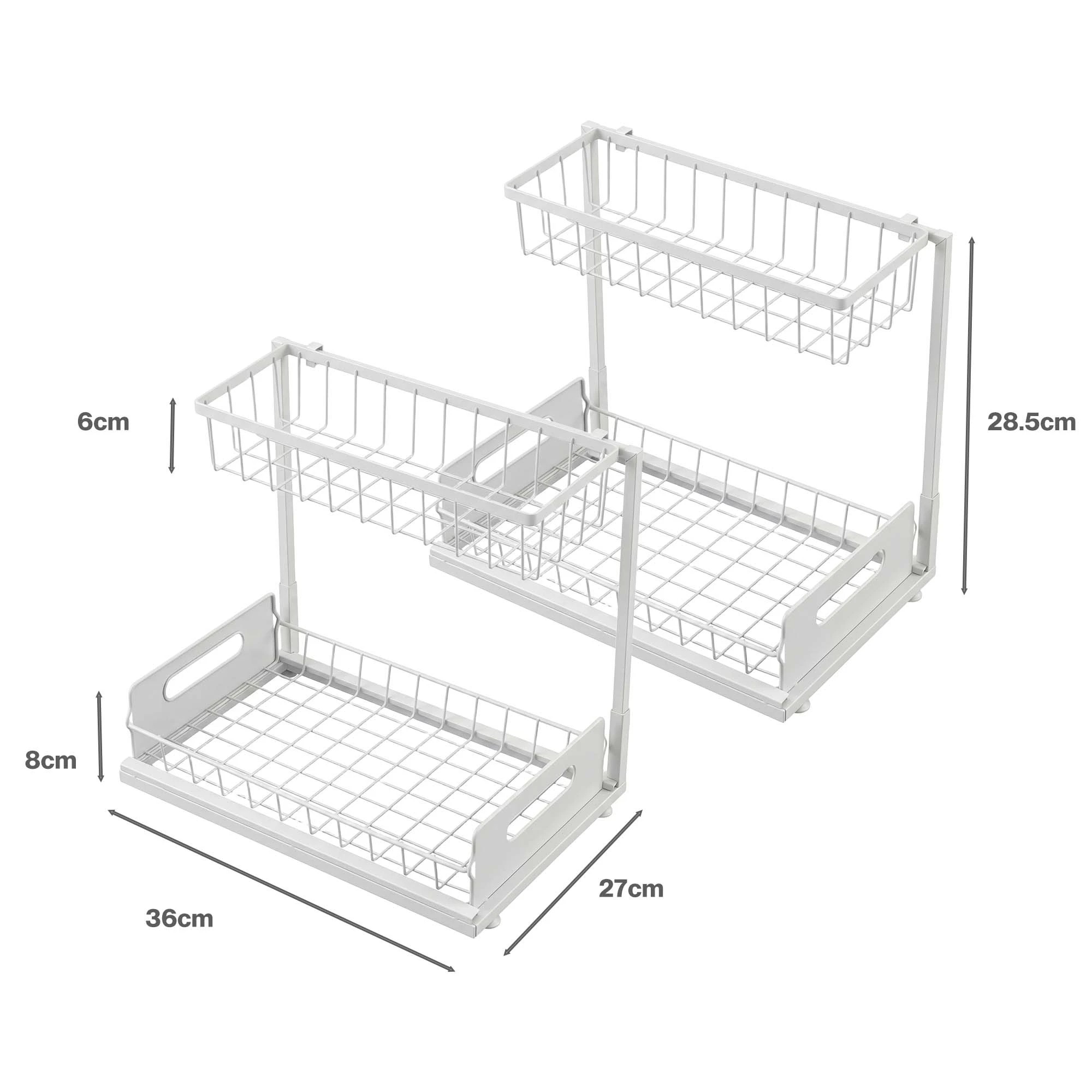 3 Toque 2x Under Sink Organiser Kitchen Storage Rack Cabinet 2-Tier Shelving Home, 3 of 8