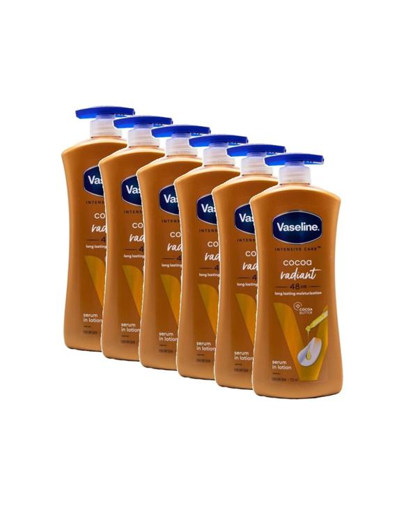 Vaseline 6PK Intensive Care Radiant Cocoa Butter Body Lotion Dry Skin 725ml - Multi