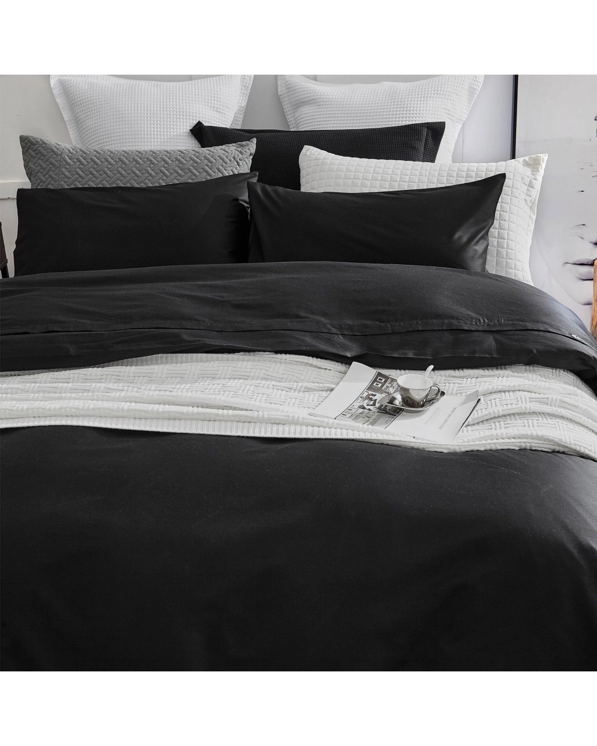 2 Cotton More 650TC Sateen Quilt Cover Set 100% Cotton Single - Black, 2 of 5