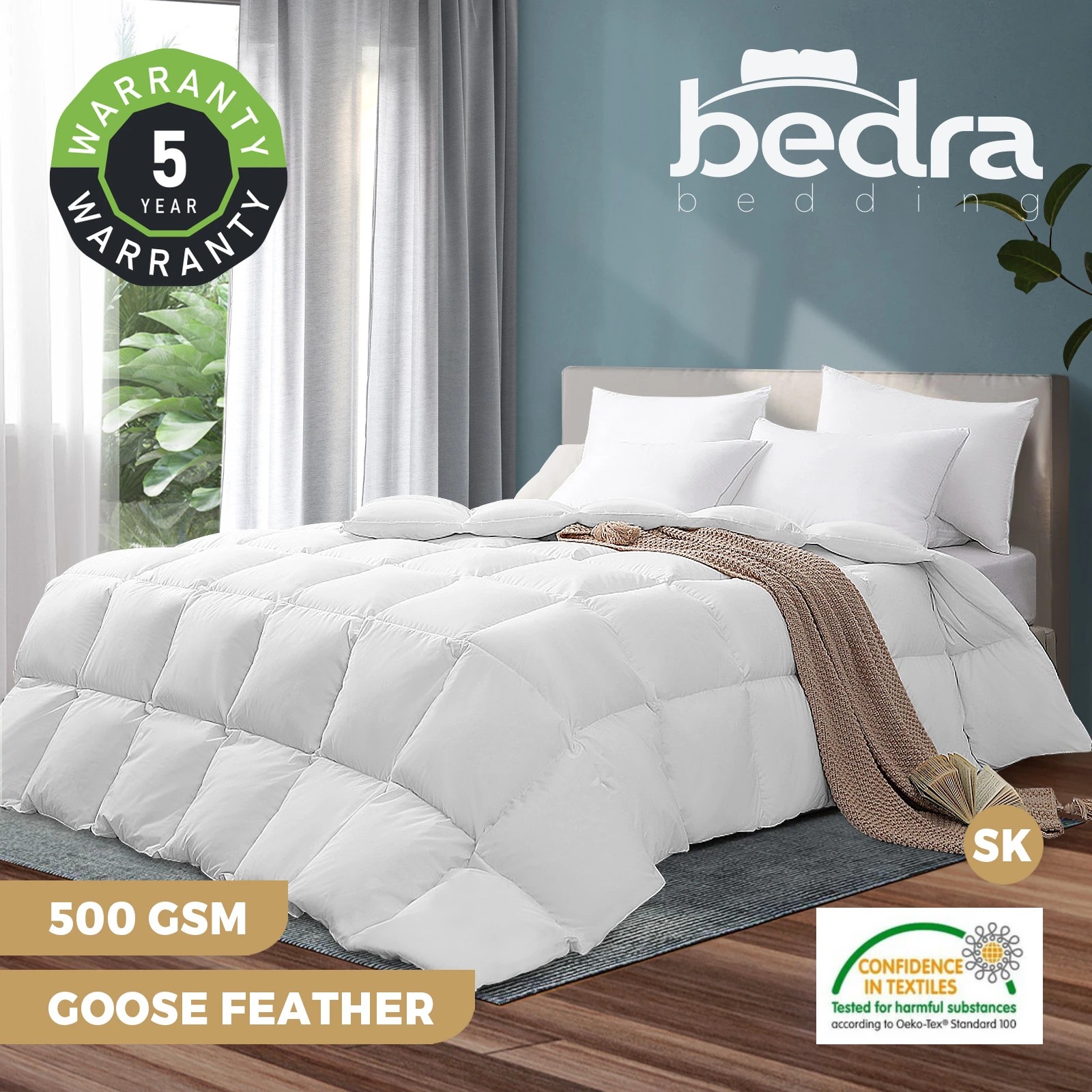 3 Bedra Bedding 500GSM Super King Goose Down Feather Quilt Duvet Doona All Season - White, 3 of 10