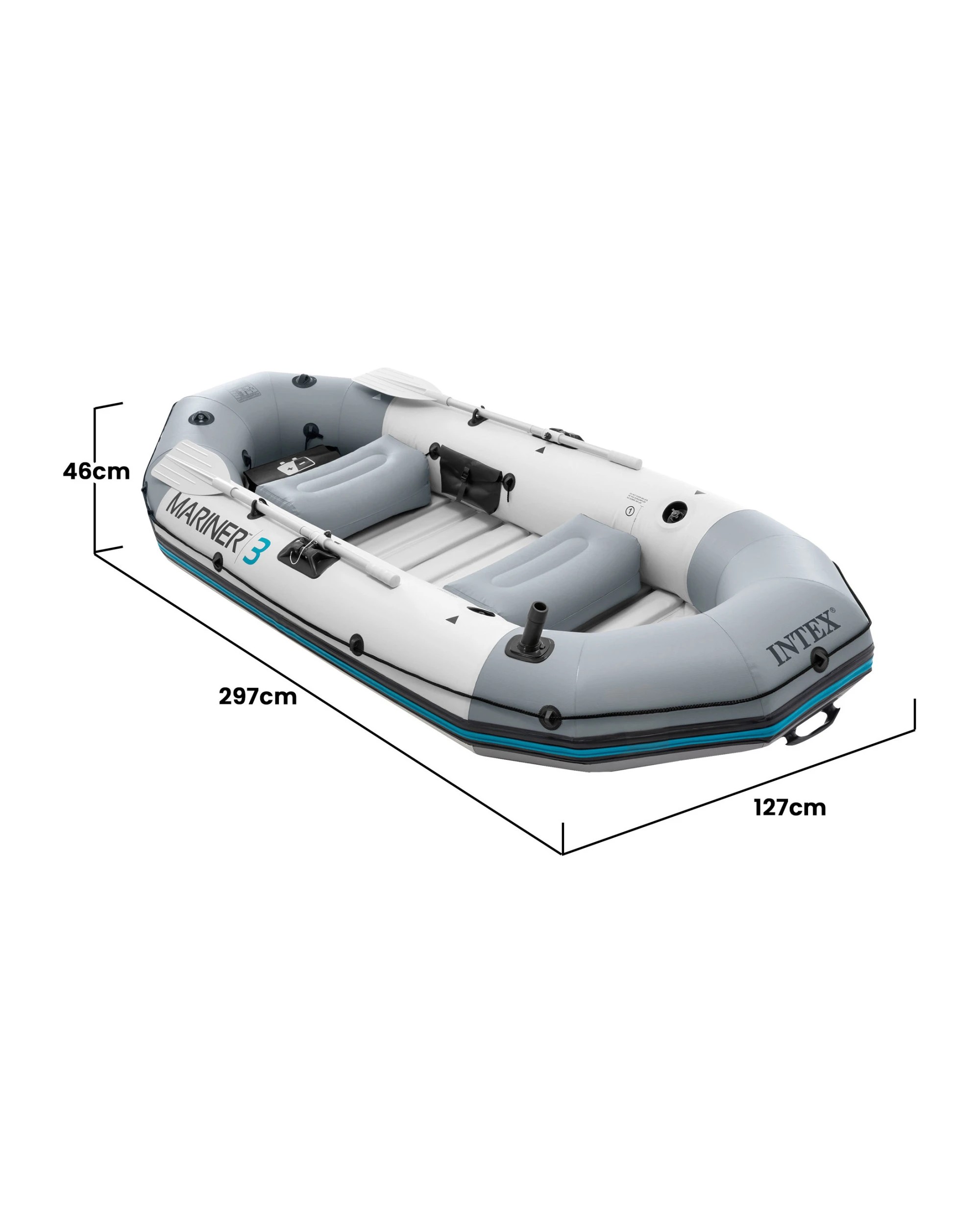 3 Intex Mariner 3 Inflatable Boat Set 3 Person - Grey, 3 of 8