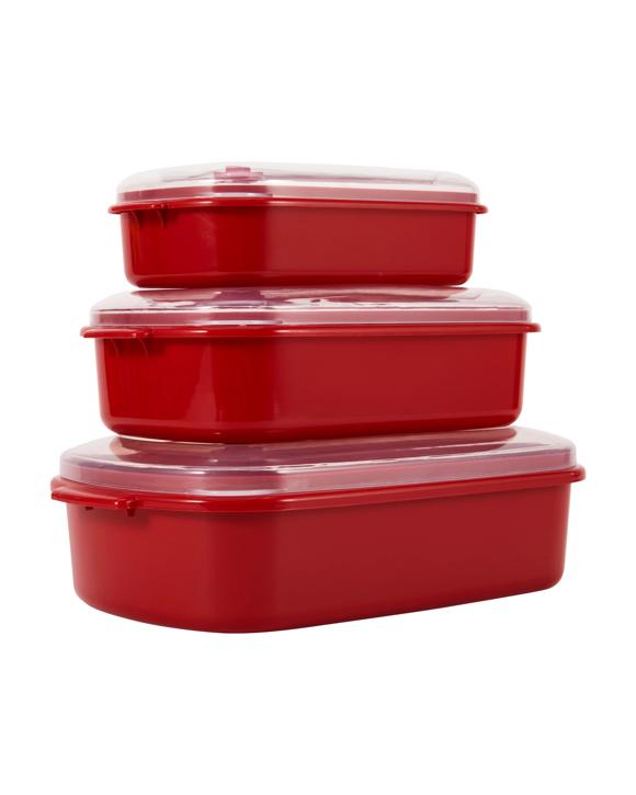 Set of 3 Food Storage Containers - Red