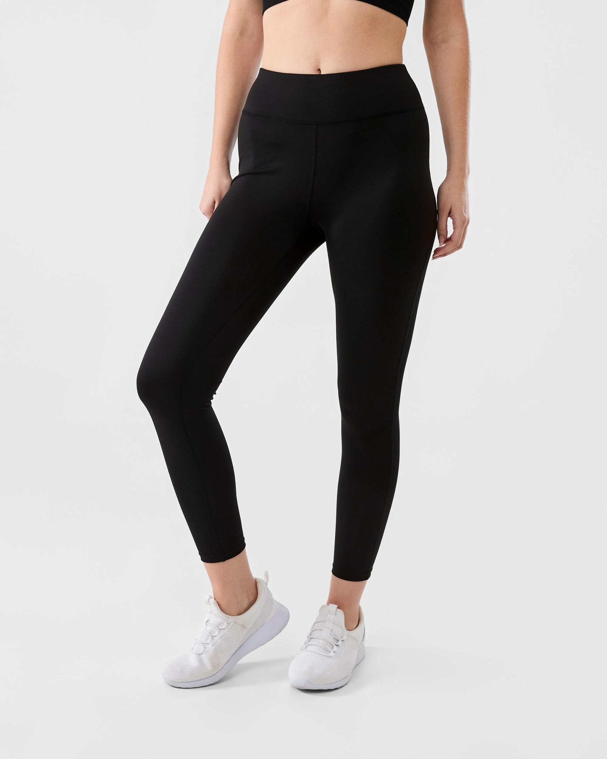 2 Active Womens Full Length Core Everyday Comfort Leggings Black, 2 of 4