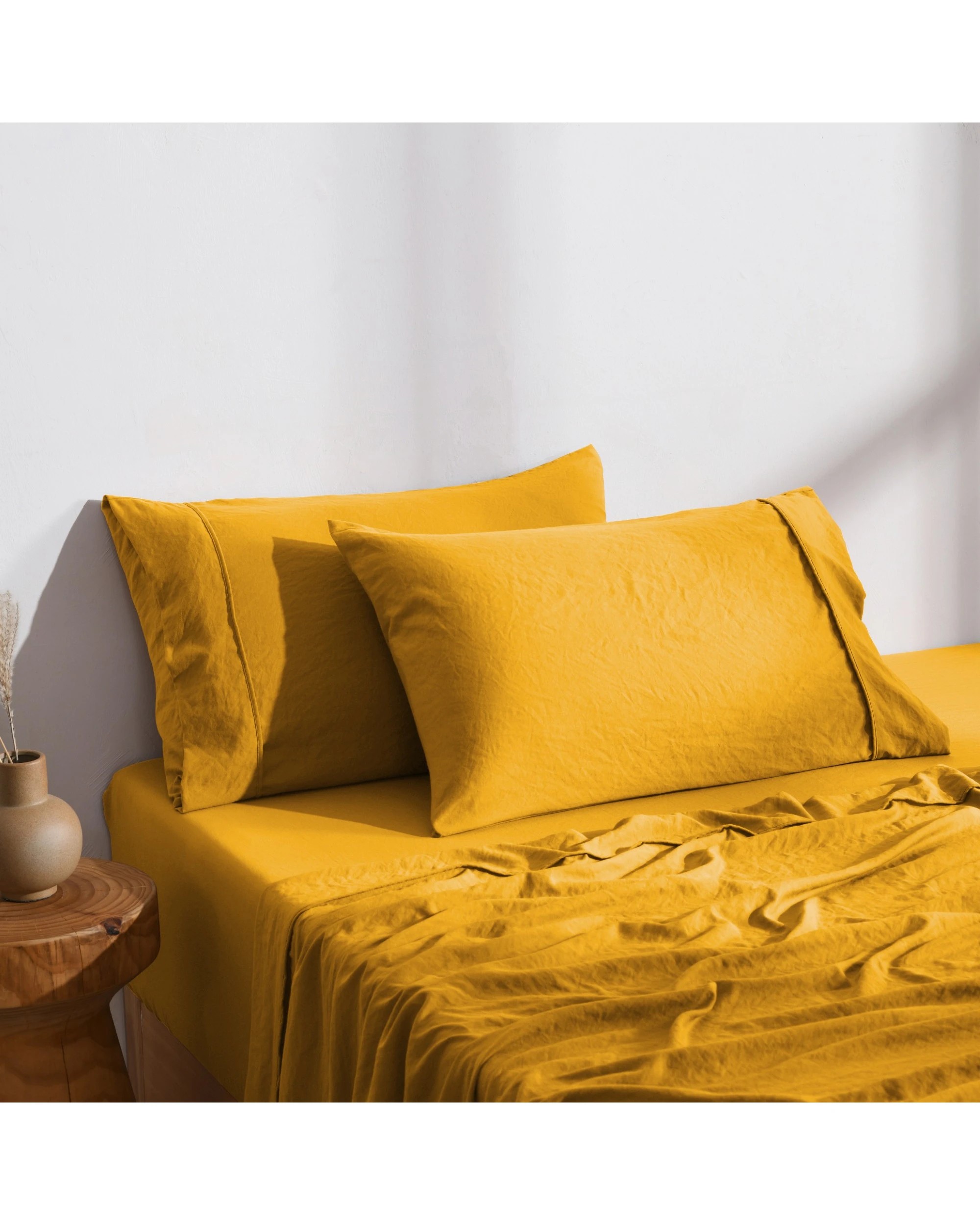 2 Dreamaker Superfine Washed Microfibre Standard Pillowcase Twin Pack - Mustard, 2 of 6