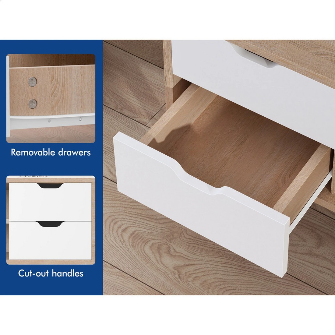 4 Alfordson Entertainment Unit 120cm TV Cabinet Stand Storage Drawer - Oak, 4 of 10