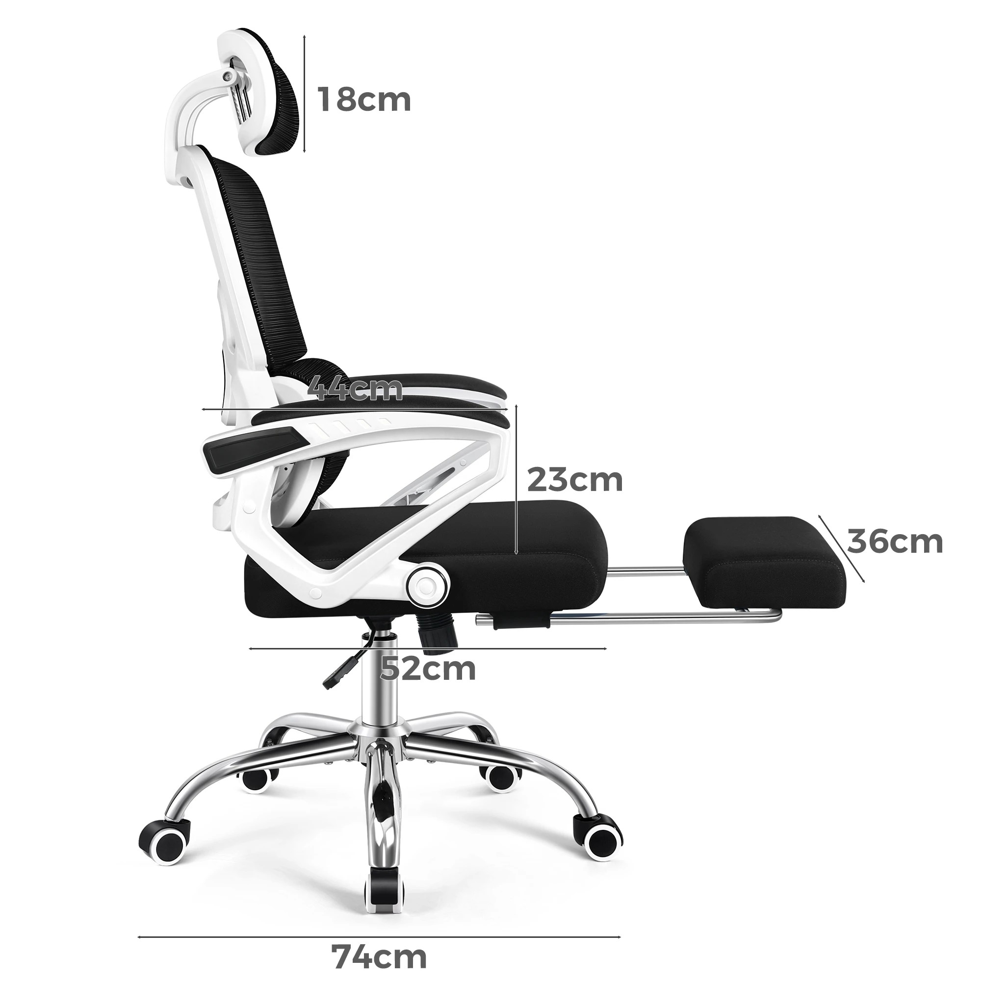 9 Alfordson Mesh Office Chair Racing Ergonomic Executive Computer Recliner Work - White Black, 9 of 10