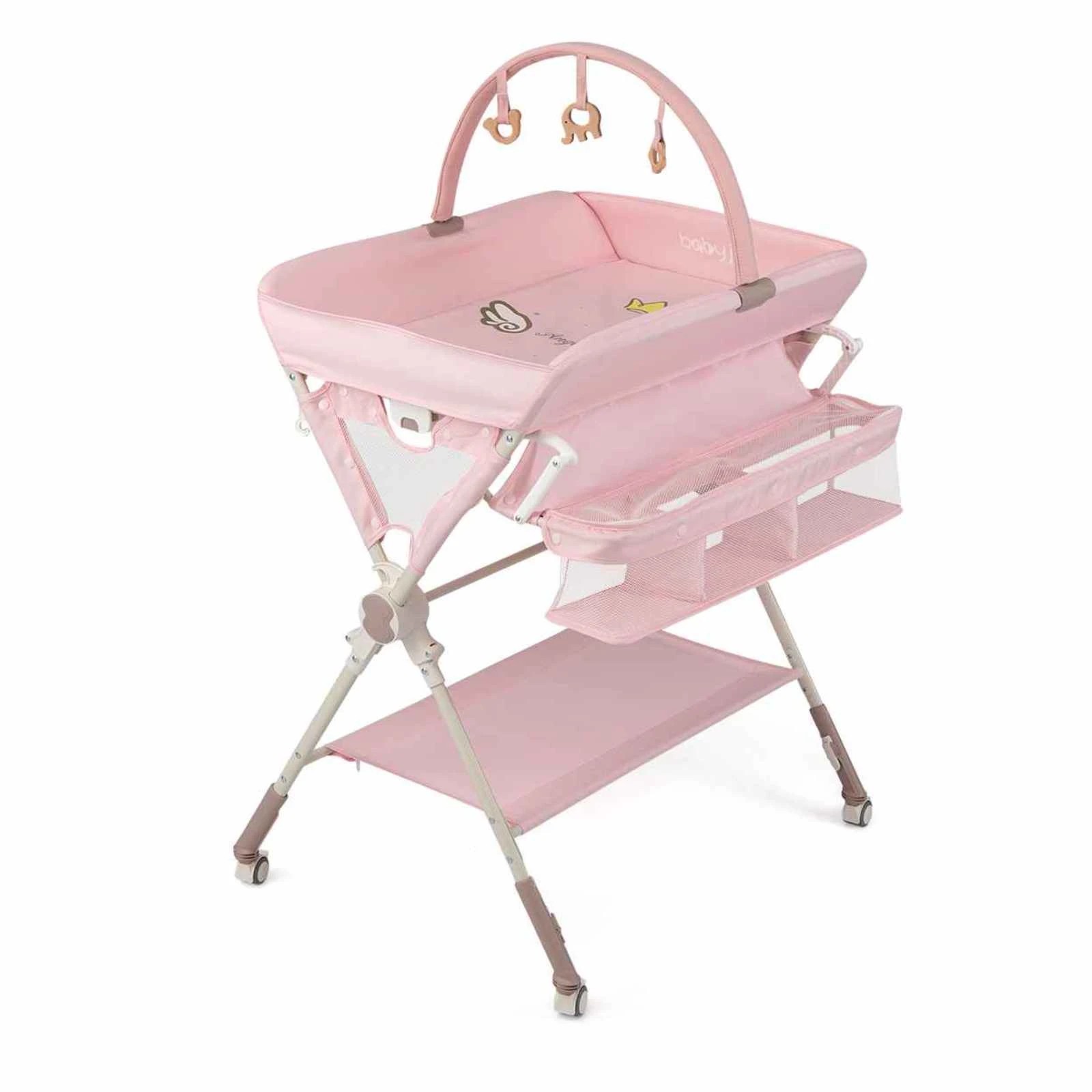 1 Costway Baby Adjustable Changing Table Foldable Diaper Changing Station - Pink, 1 of 2