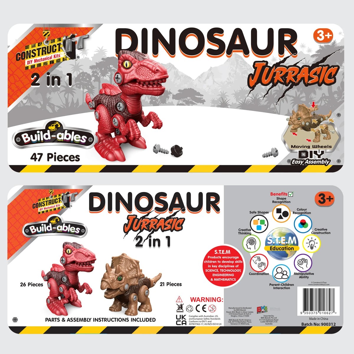 2 Construct-it Build-ables Dinosaurs 2 In 1 Jurassic, 2 of 6