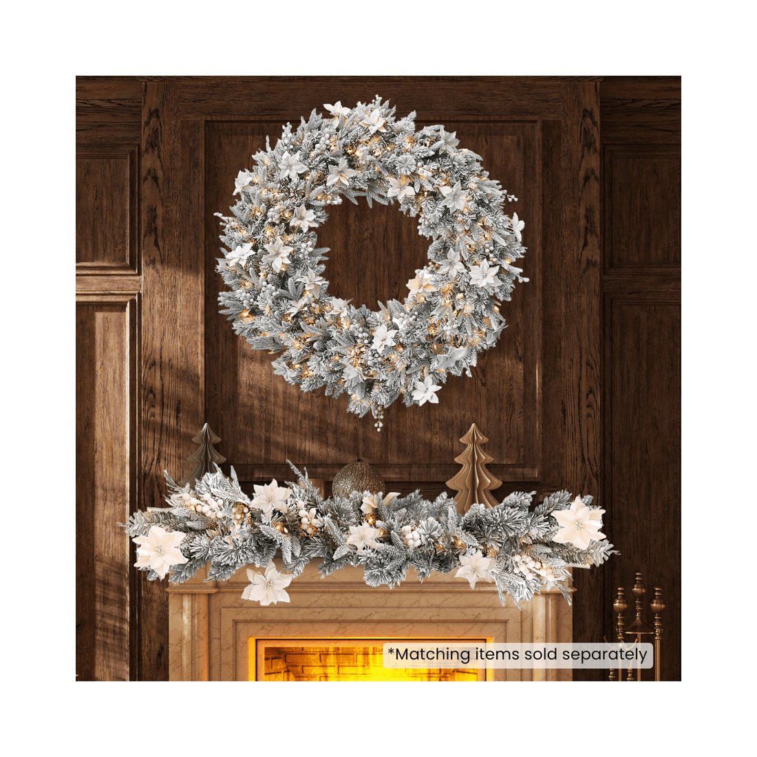 5 Christabelle 61cm Snow Christmas Wreath Colonial With Led Lights Front Door Decoration Ornament, 5 of 5