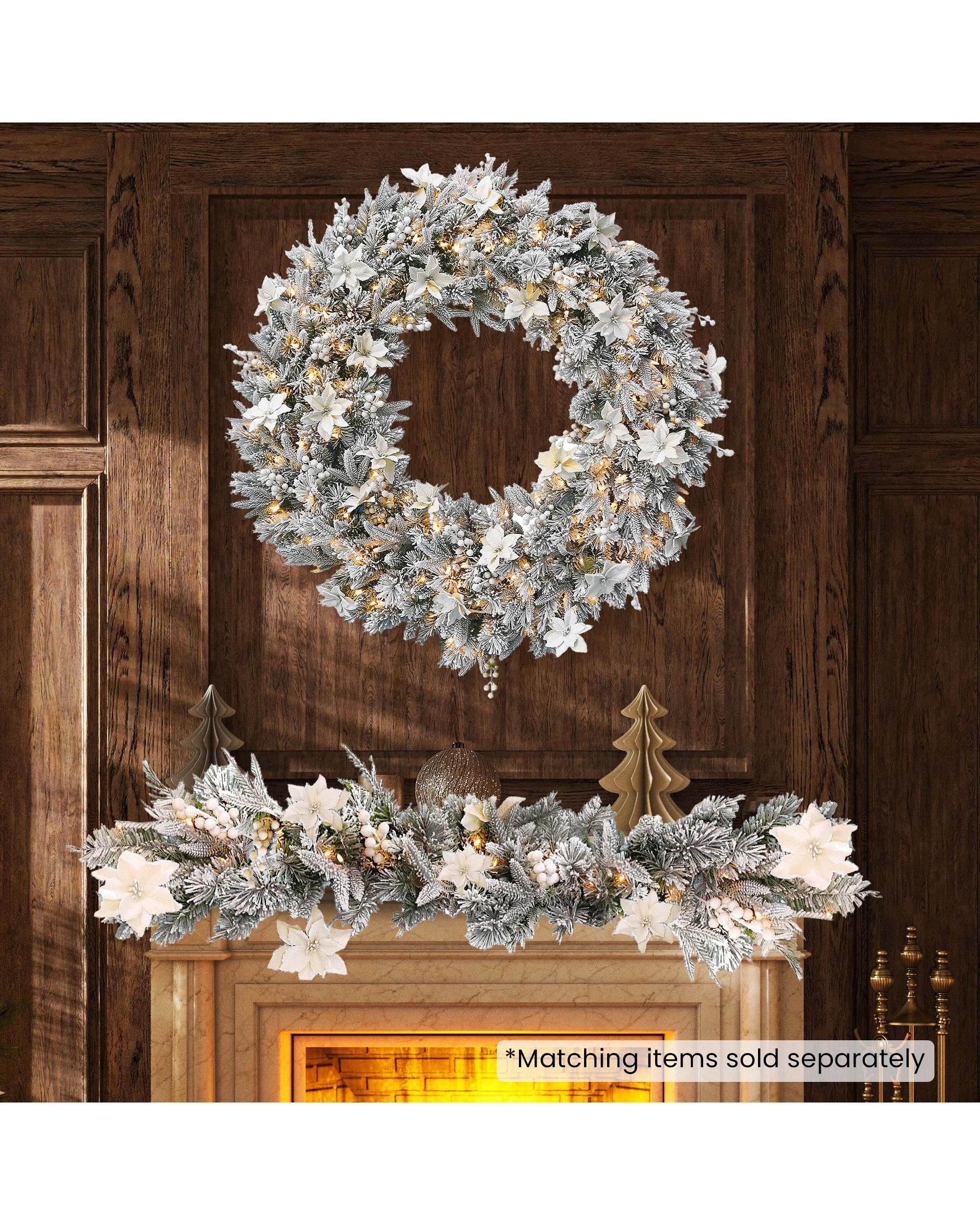 5 Christabelle 61cm Snow Christmas Wreath Colonial With Led Lights Front Door Decoration Ornament, 5 of 5