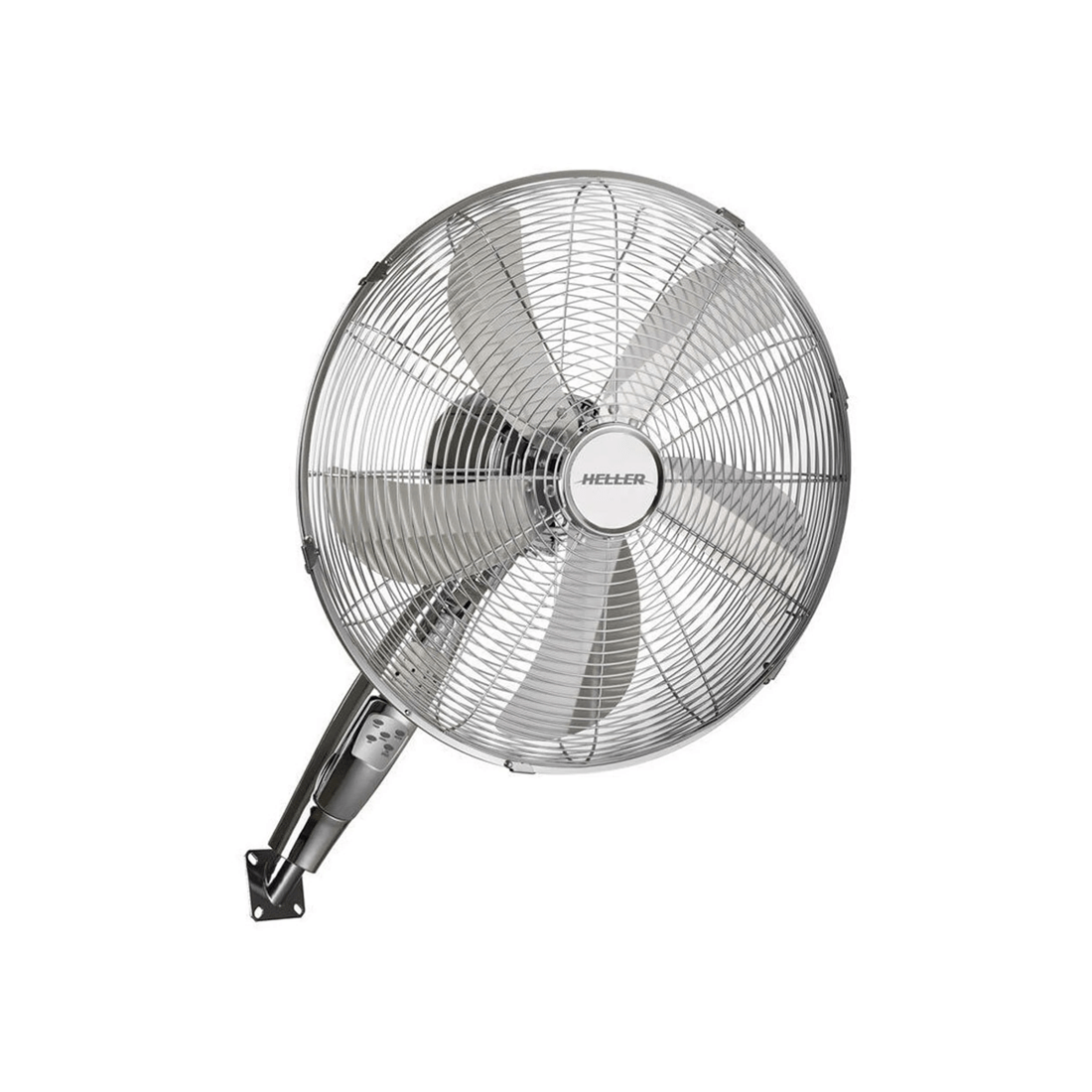 1 Heller 40cm Chrome Wall Mounted Fan 3 Speed Oscillating Tilt/hanging W/ Remote
 - Silver, 1 of 3