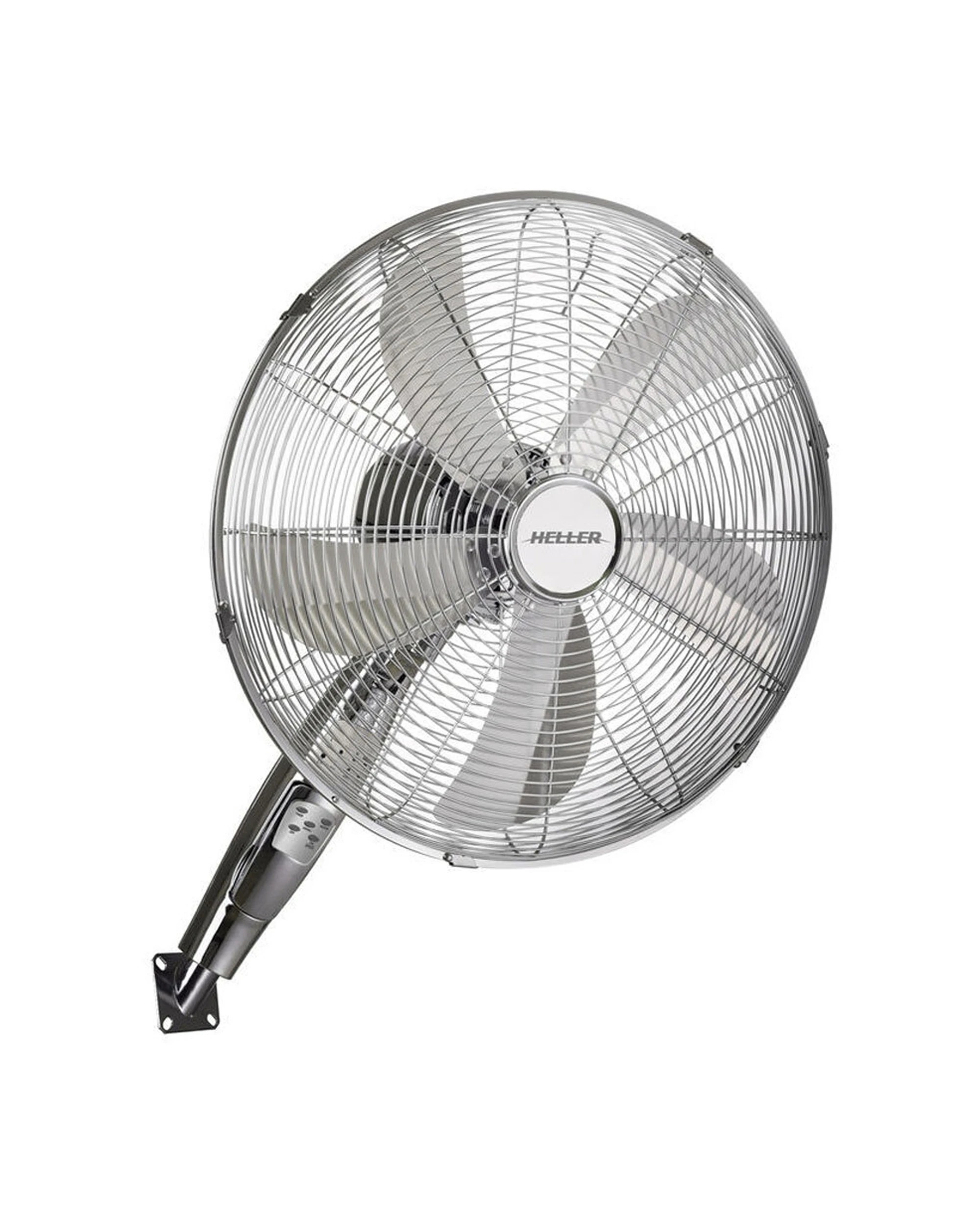 1 Heller 40cm Chrome Wall Mounted Fan 3 Speed Oscillating Tilt/hanging W/ Remote
 - Silver, 1 of 3