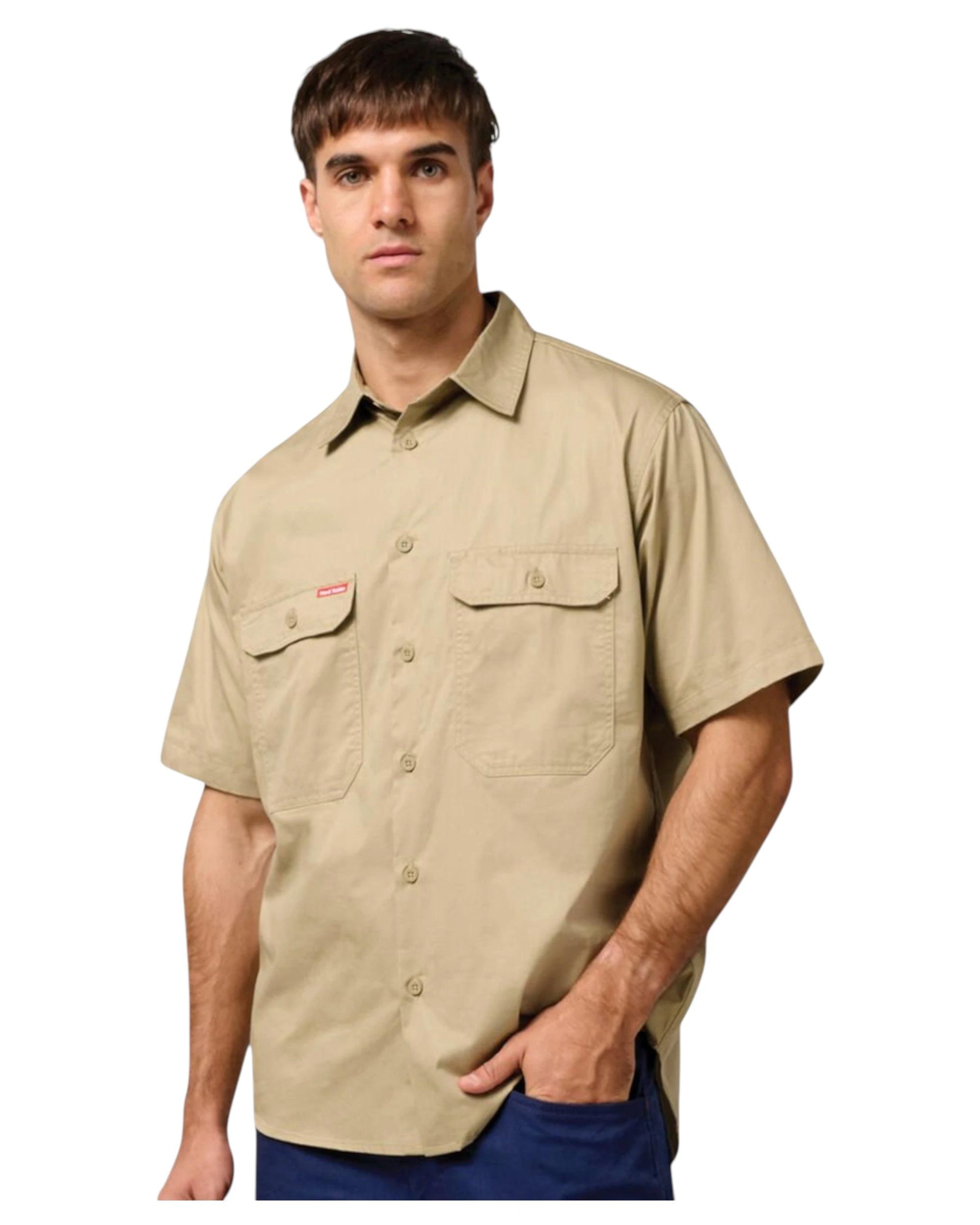 4 Hard Yakka 2 Pack Mens Short Sleeve Lightweight Drill Ventilated Shirt KHAKI, 4 of 6