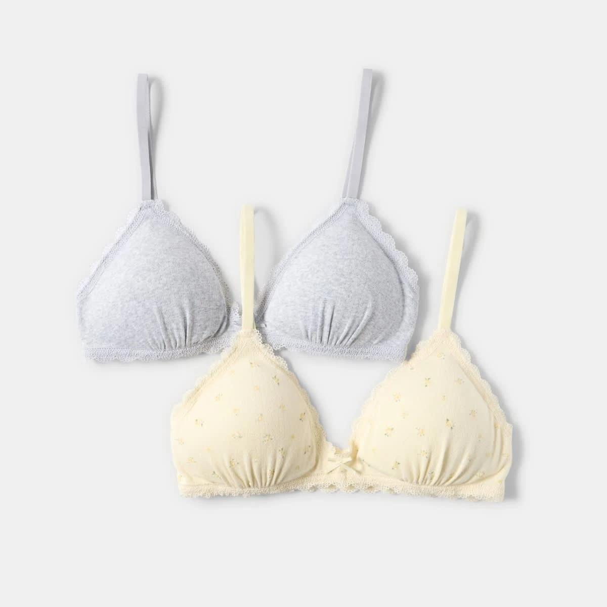 1 2 Pack Pointelle Bralette Yellw Flrl, 1 of 9