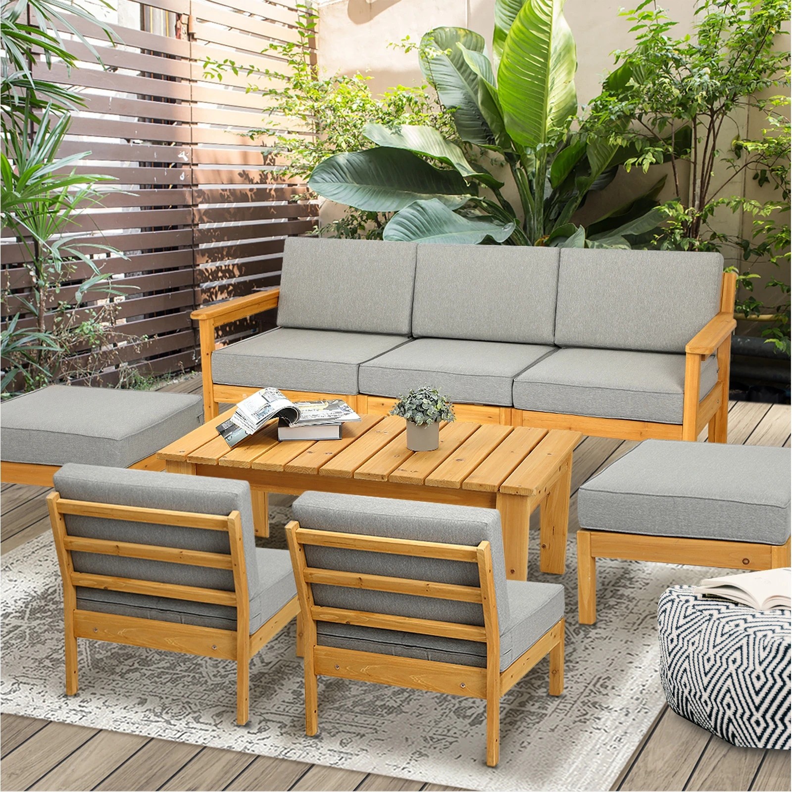 6 Livsip 7 Piece Outdoor Sofa Set Lounge Setting - Multi, 6 of 8