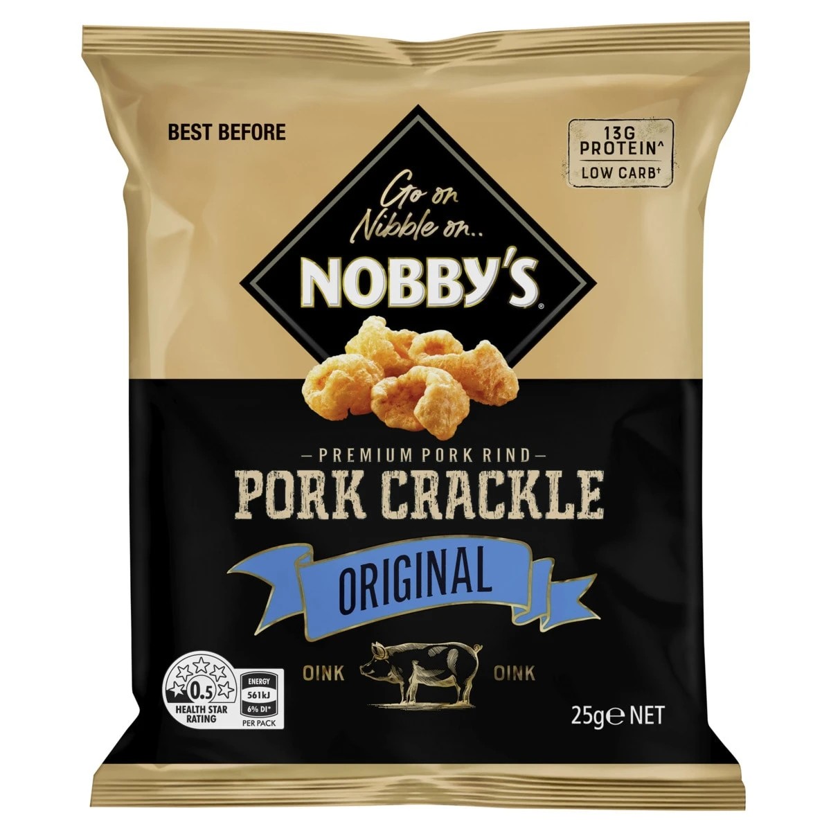 1 Nobby's Pork Crackle Original 25g, 1 of 3