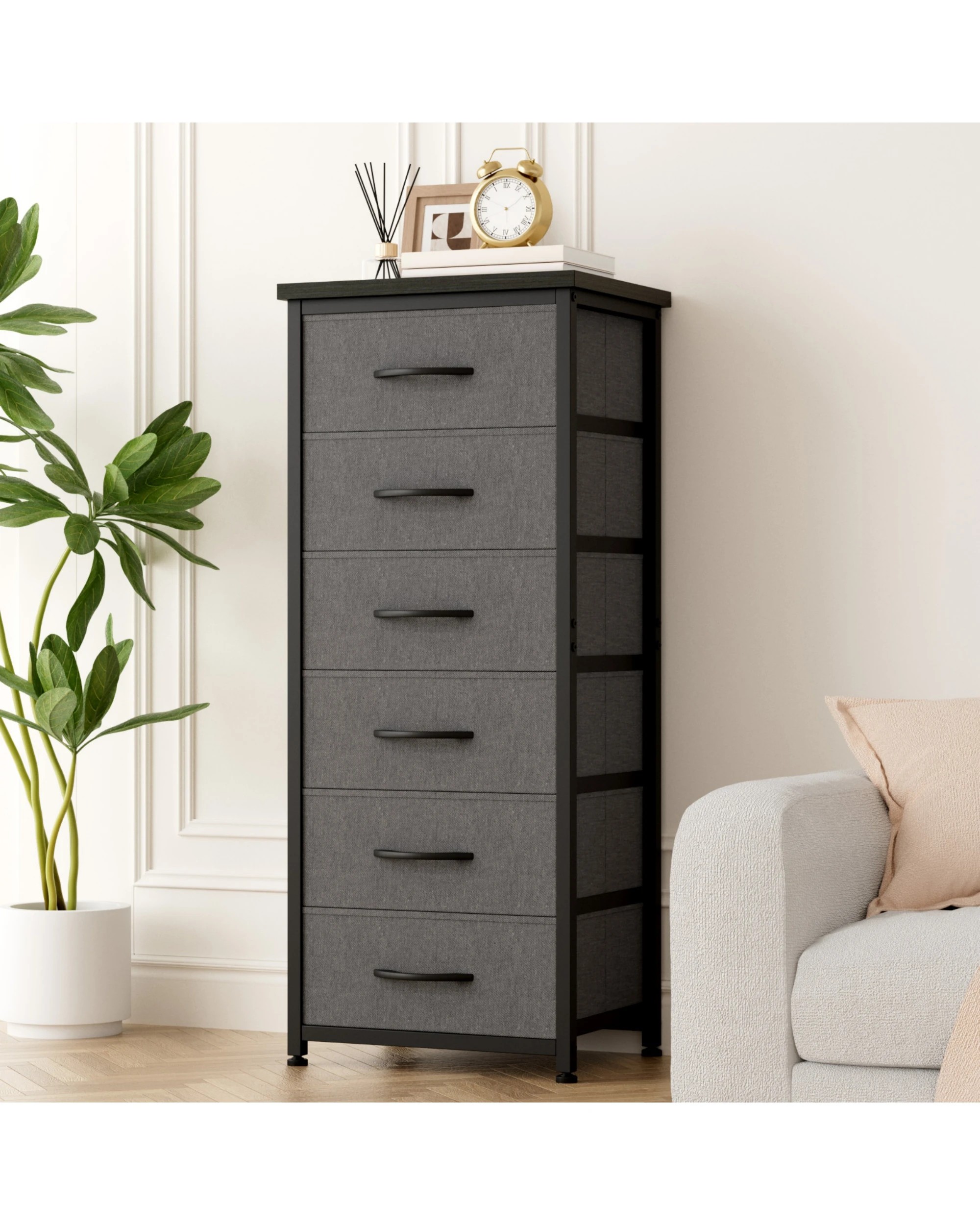 3 Advwin Tall Dresser for Bedroom with 6 Drawers & Adjustable Feet - Black, 3 of 10