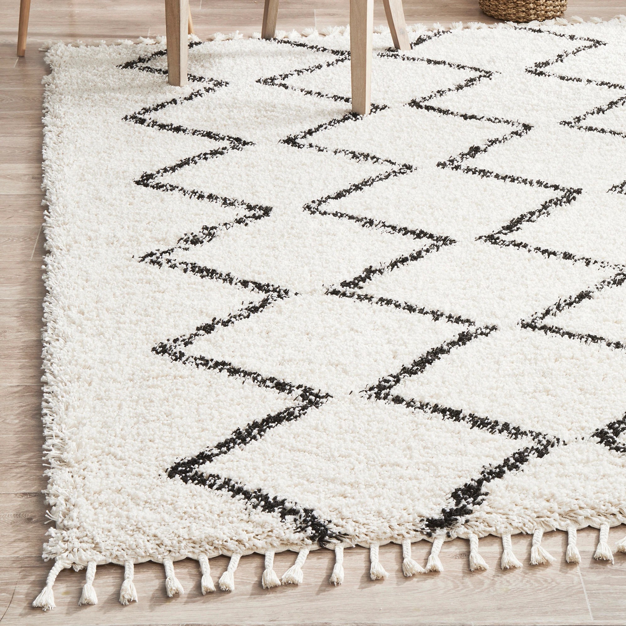 1 Common Ground Rugs Amber 11 170x120cm - Small Shag Rug - Natural, 1 of 6