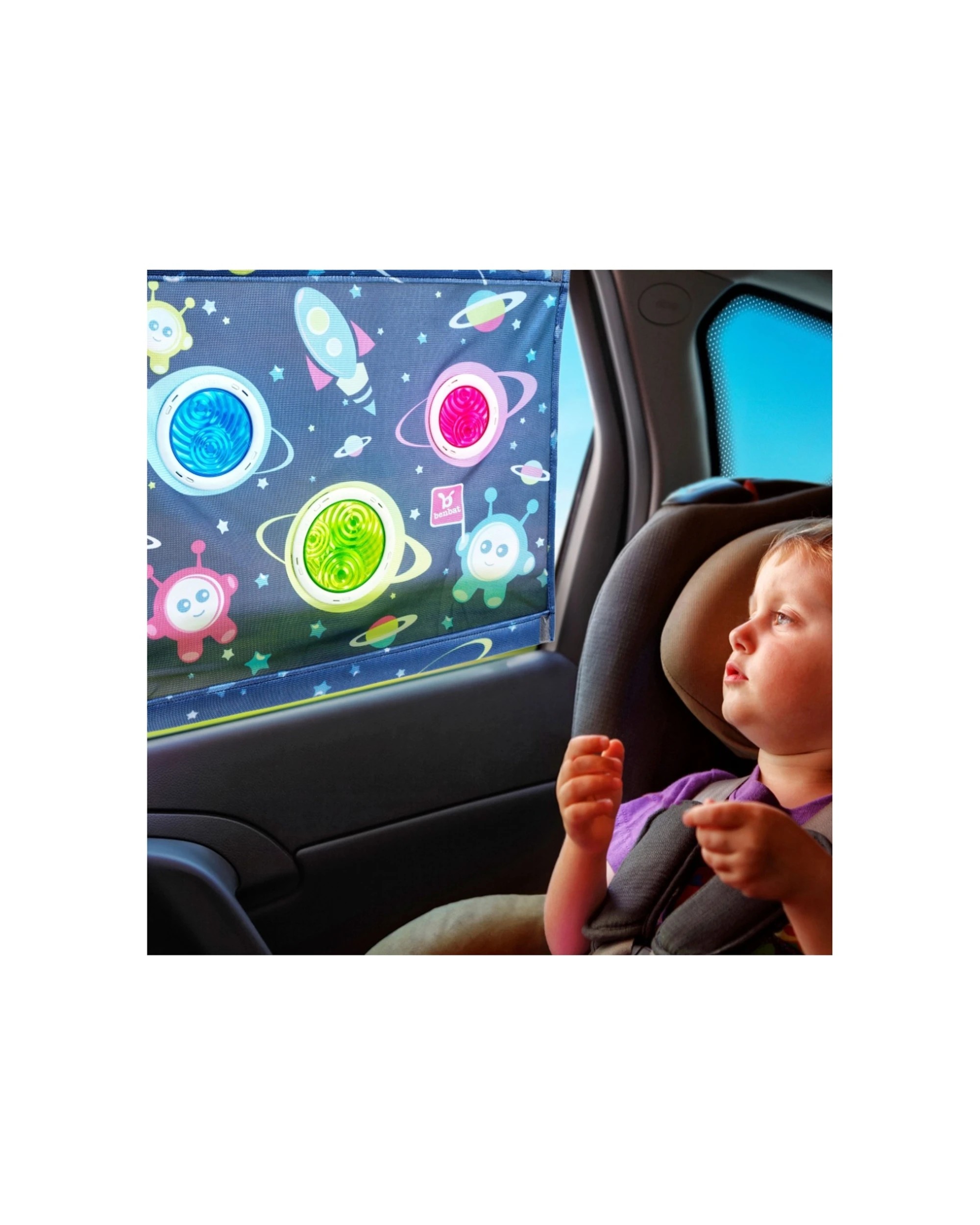 3 Benbat Kids Car Window Sun Shade Extra Large Space Collection Glare Shield - Multi, 3 of 6
