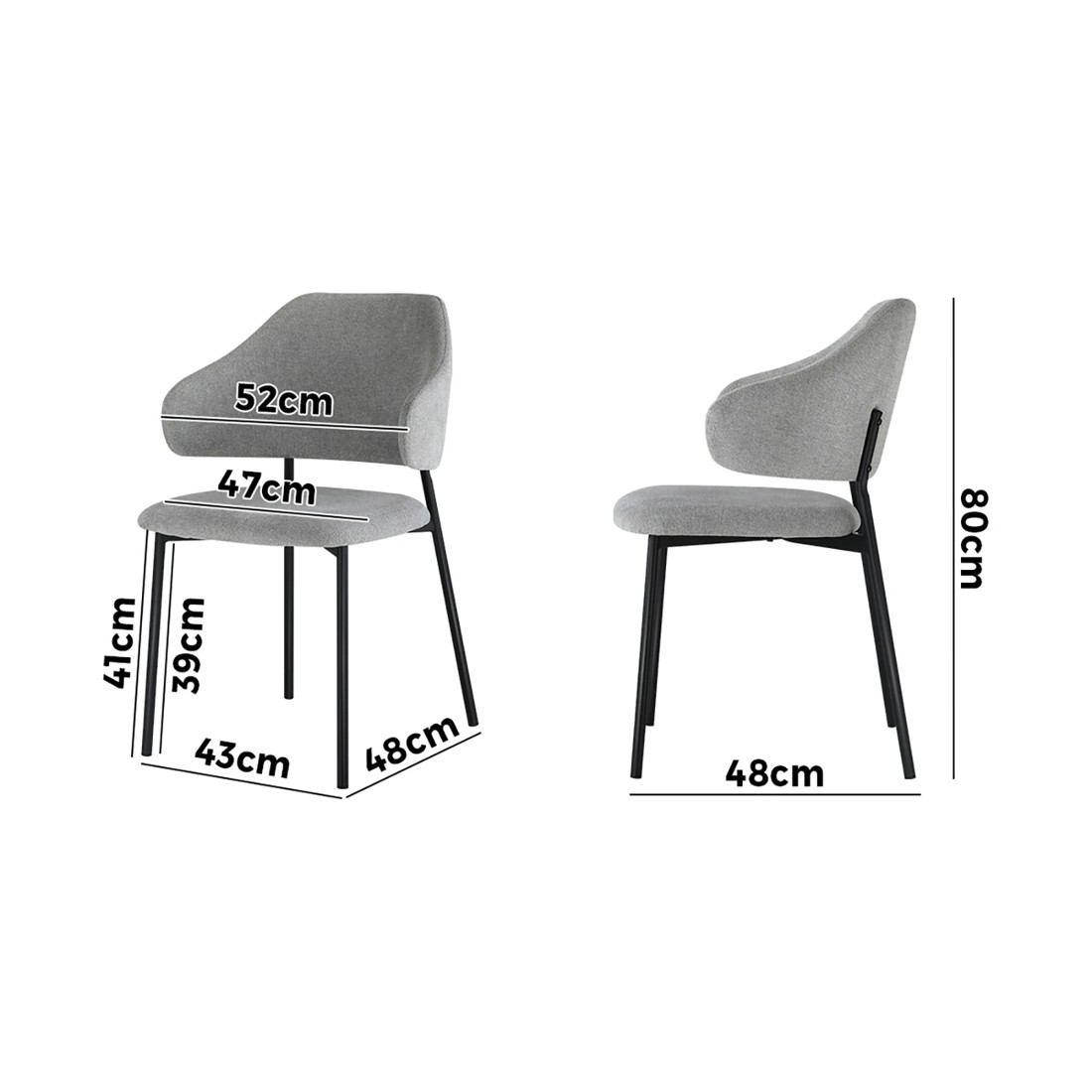 9 Oikiture 2x Dining Chair Accent Chairs Tub Armchairs Fabric
 - Grey, 9 of 10