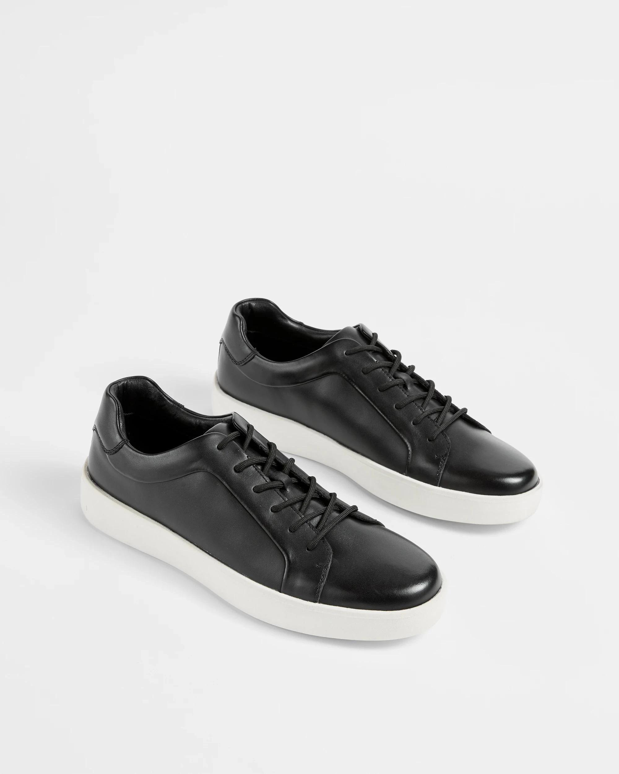 3 Target Man Mens Smart Smooth Leather Sneaker BLACK, 3 of 6