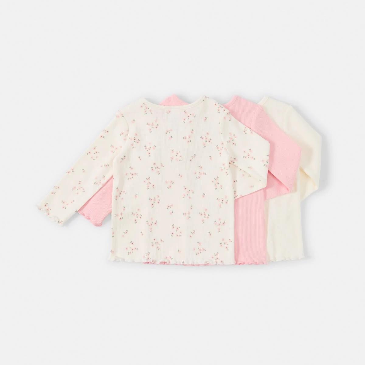 2 3 Pack Long Sleeve Ribbed T-shirt DITSY FLORAL, 2 of 8