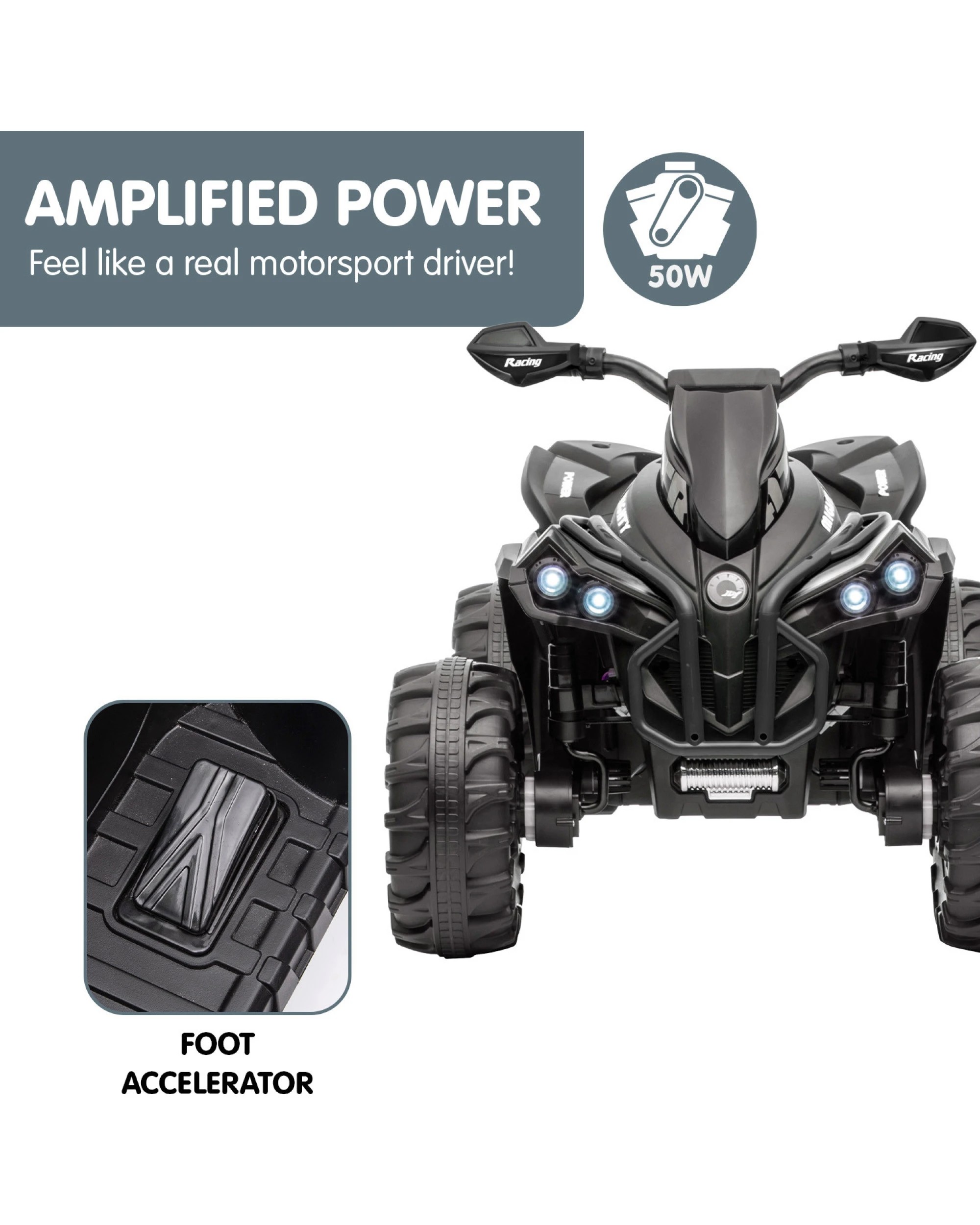 7 Kahuna Gts99 Kids Toy Electric Ride On Quad Bike 50w Atv - Black, 7 of 10