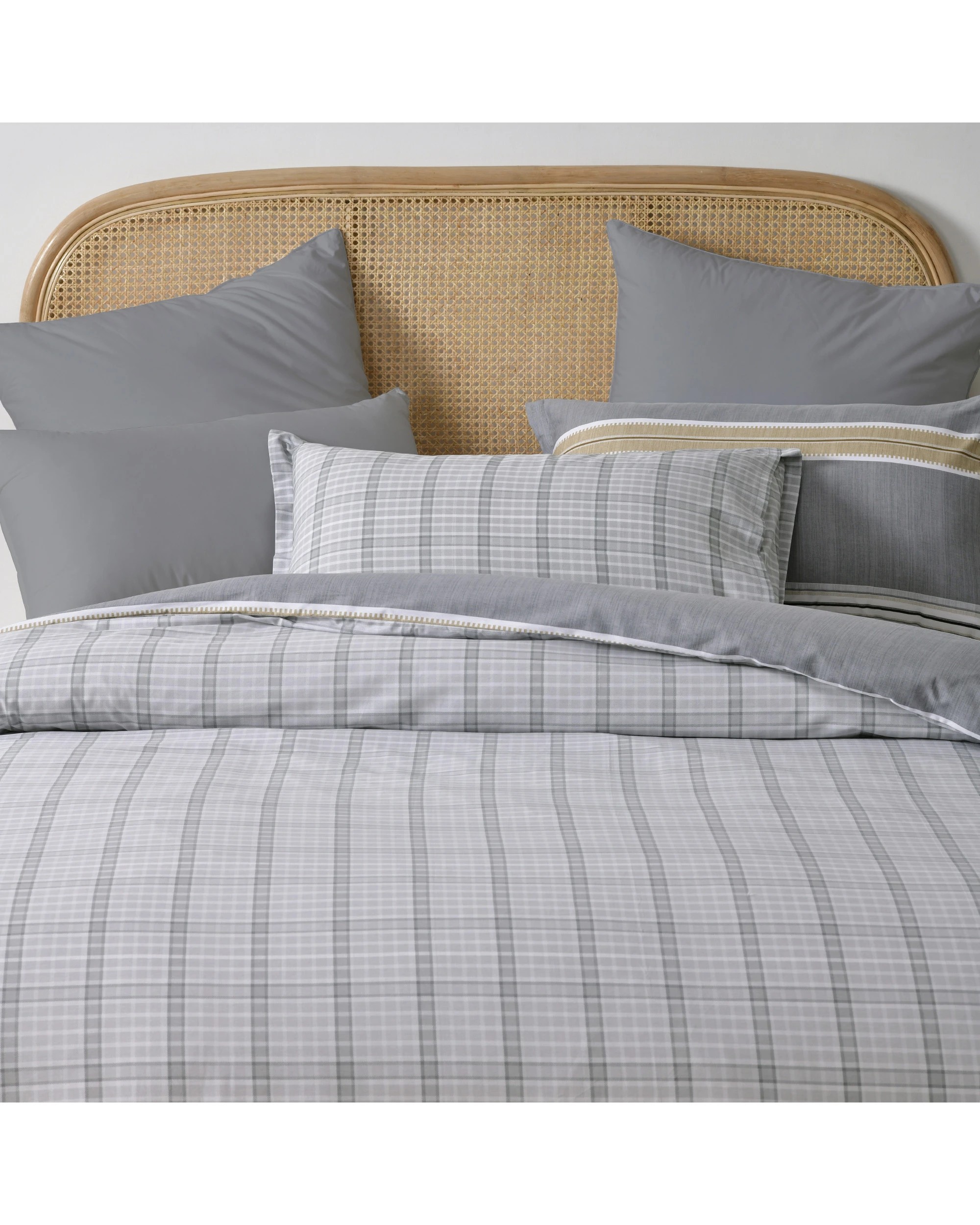 4 Dreamaker Avery 100% Cotton Reversible Quilt Cover Set - Single Bed - Grey, 4 of 7