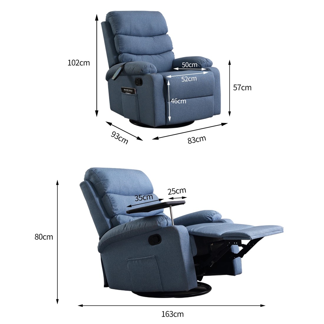 5 Levede Heated Massage Chair - Blue, 5 of 6