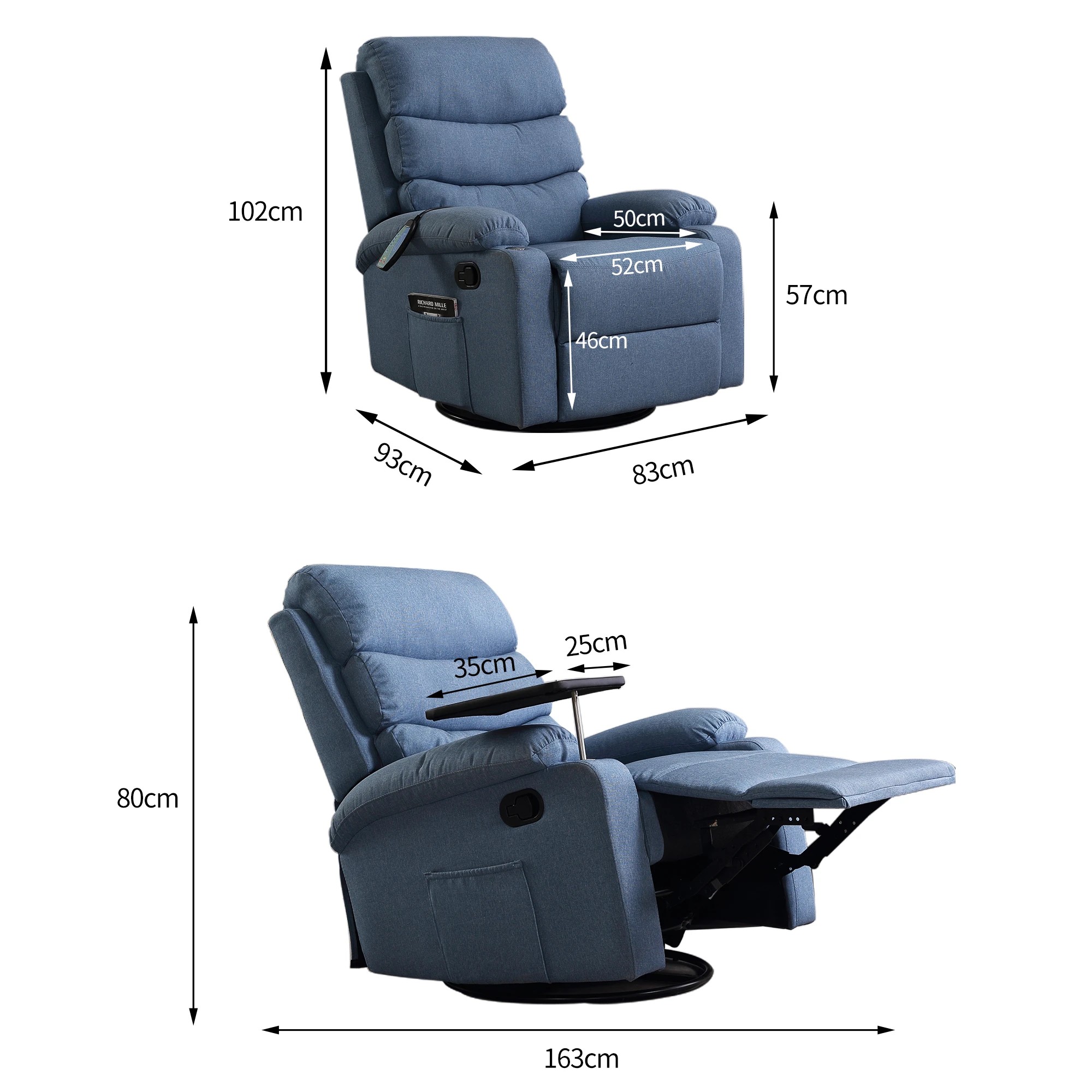 5 Levede Heated Massage Chair - Blue, 5 of 6