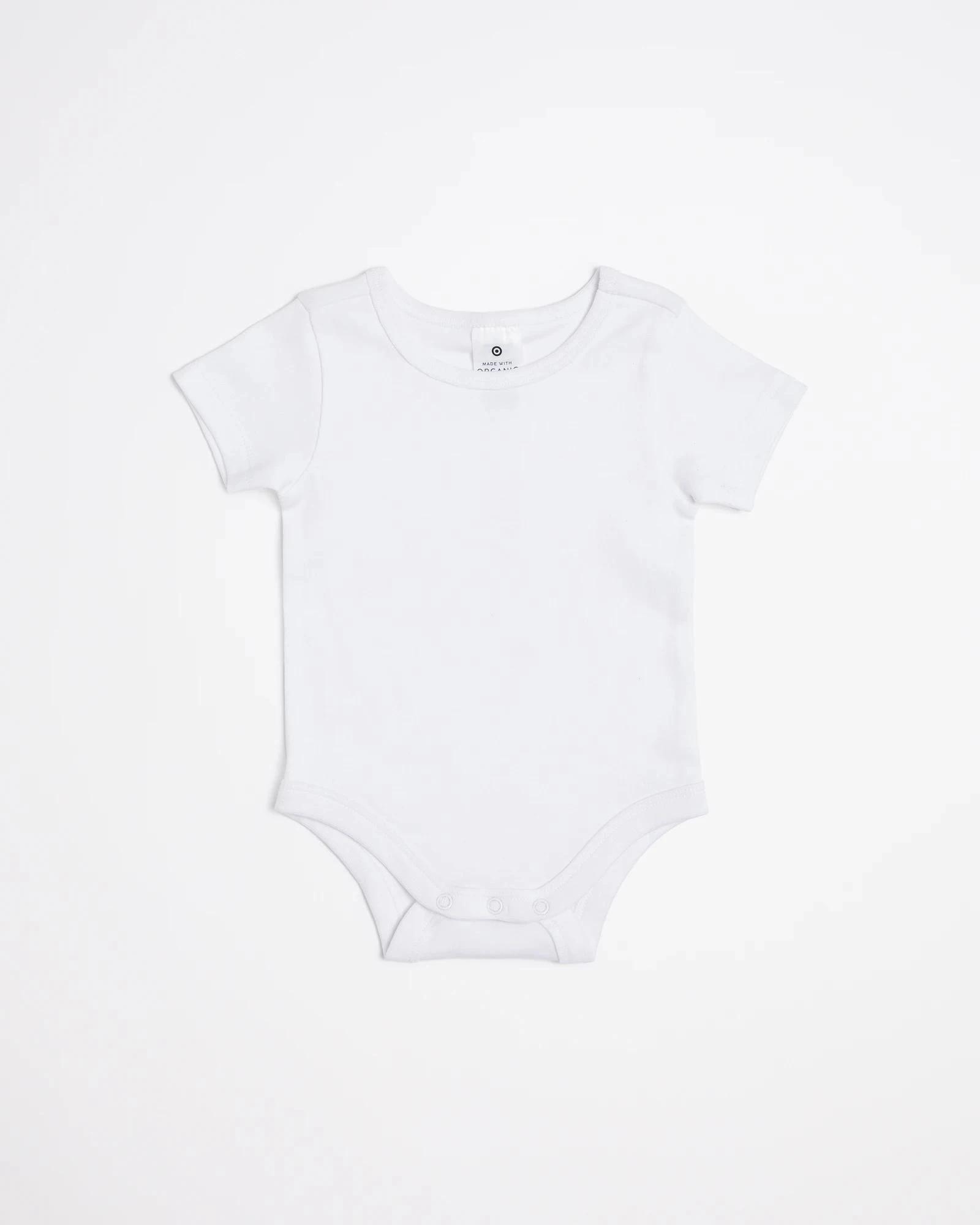 2 Target Baby 3 Pack Baby Organic Cotton Short Sleeve Bodysuits WHITE, 2 of 4