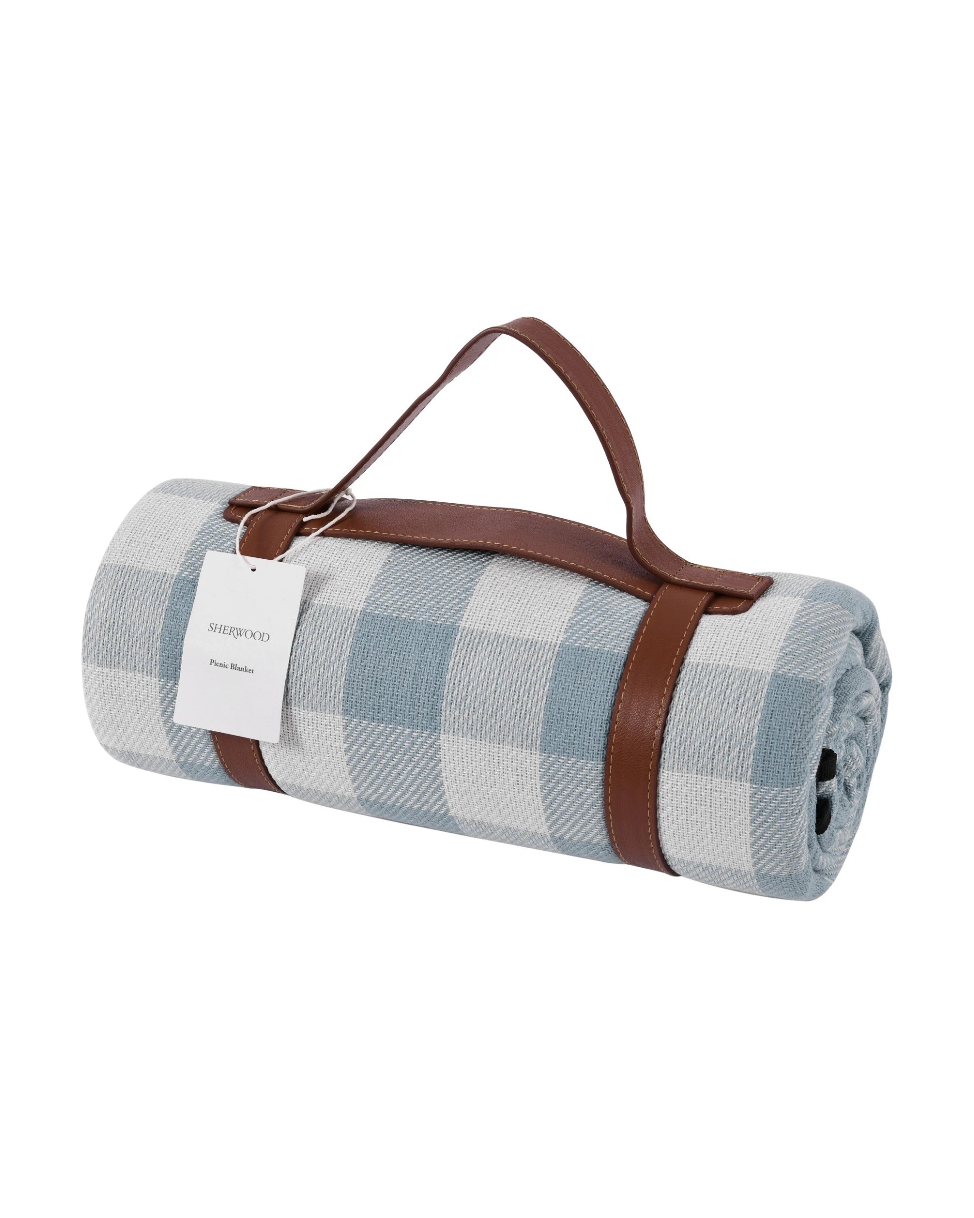 1 Sherwood Faux Linen Plaid Picnic Rug 200x150cm - Blue and White, 1 of 5