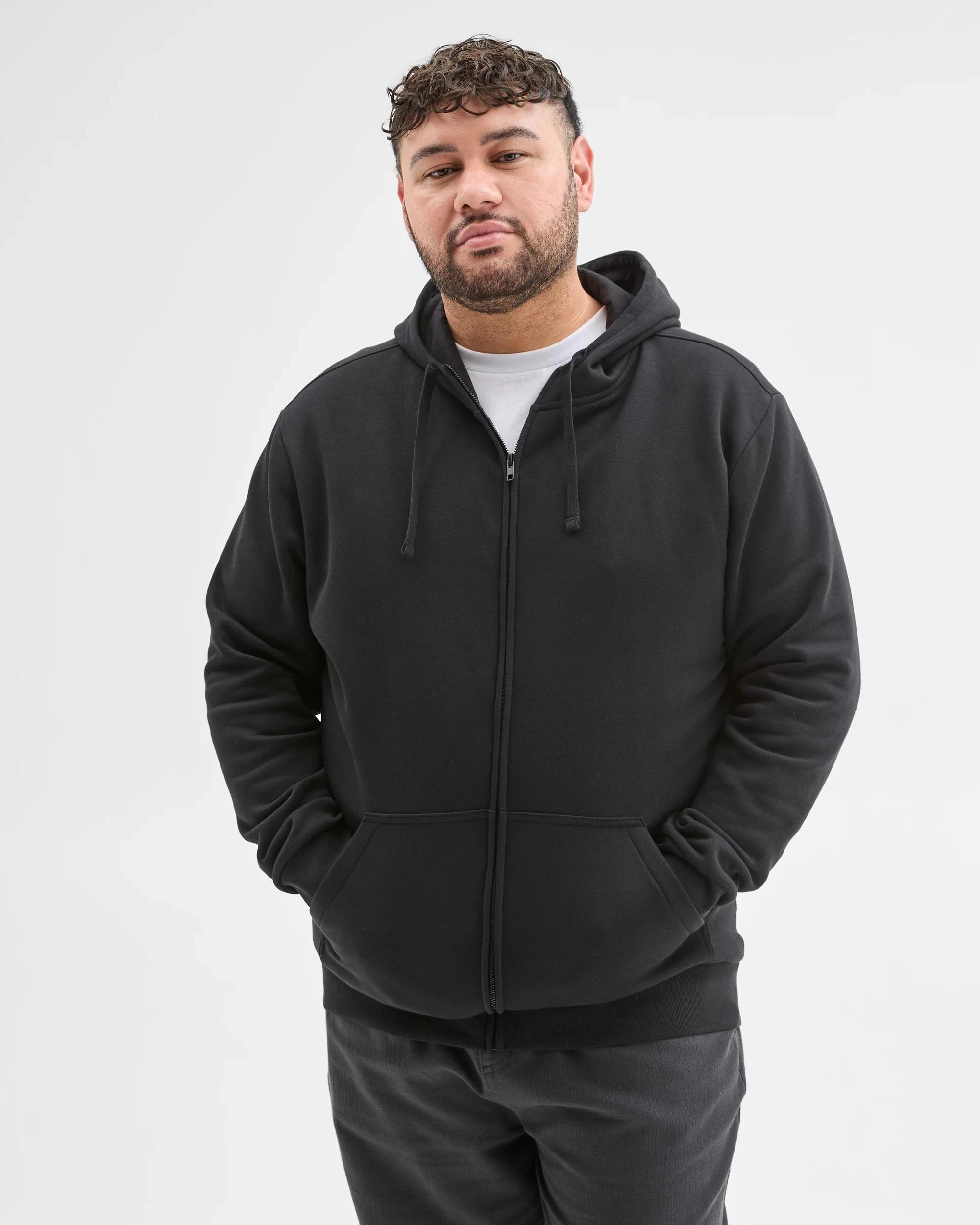 2 Target Man Plus Plus Size Core Australian Cotton Blend Zip Thru Hoodie BLACK, 2 of 6