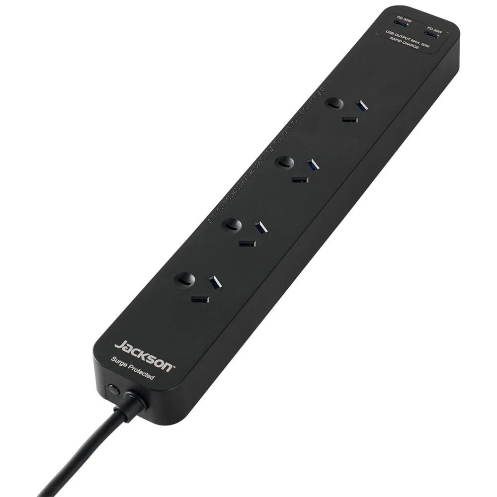 3 Jackson Rapid Charge 30W USB-C Powerboard 4 Outlet Black, 3 of 5