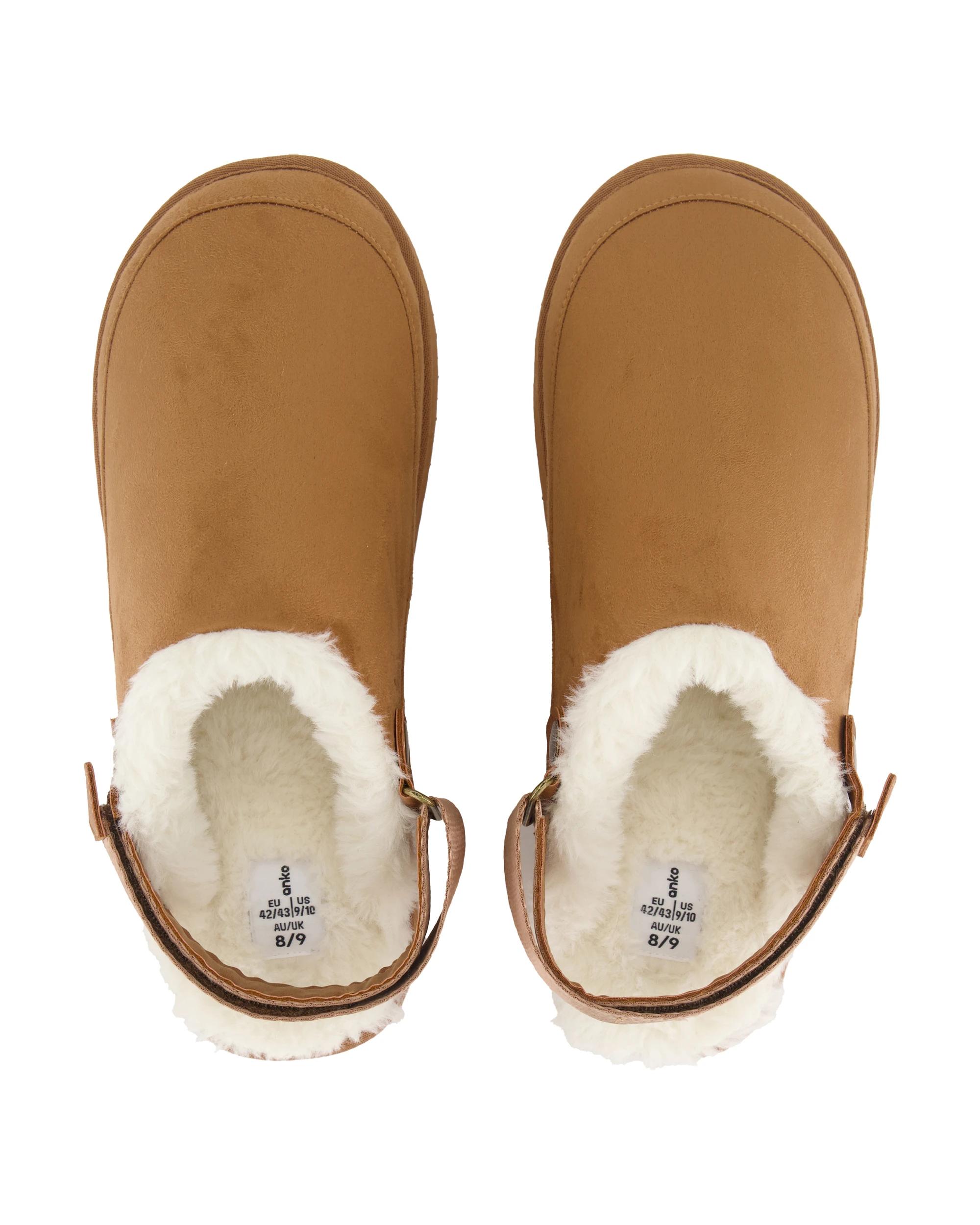 2 Fur Lined Scuffs Chestnut, 2 of 3