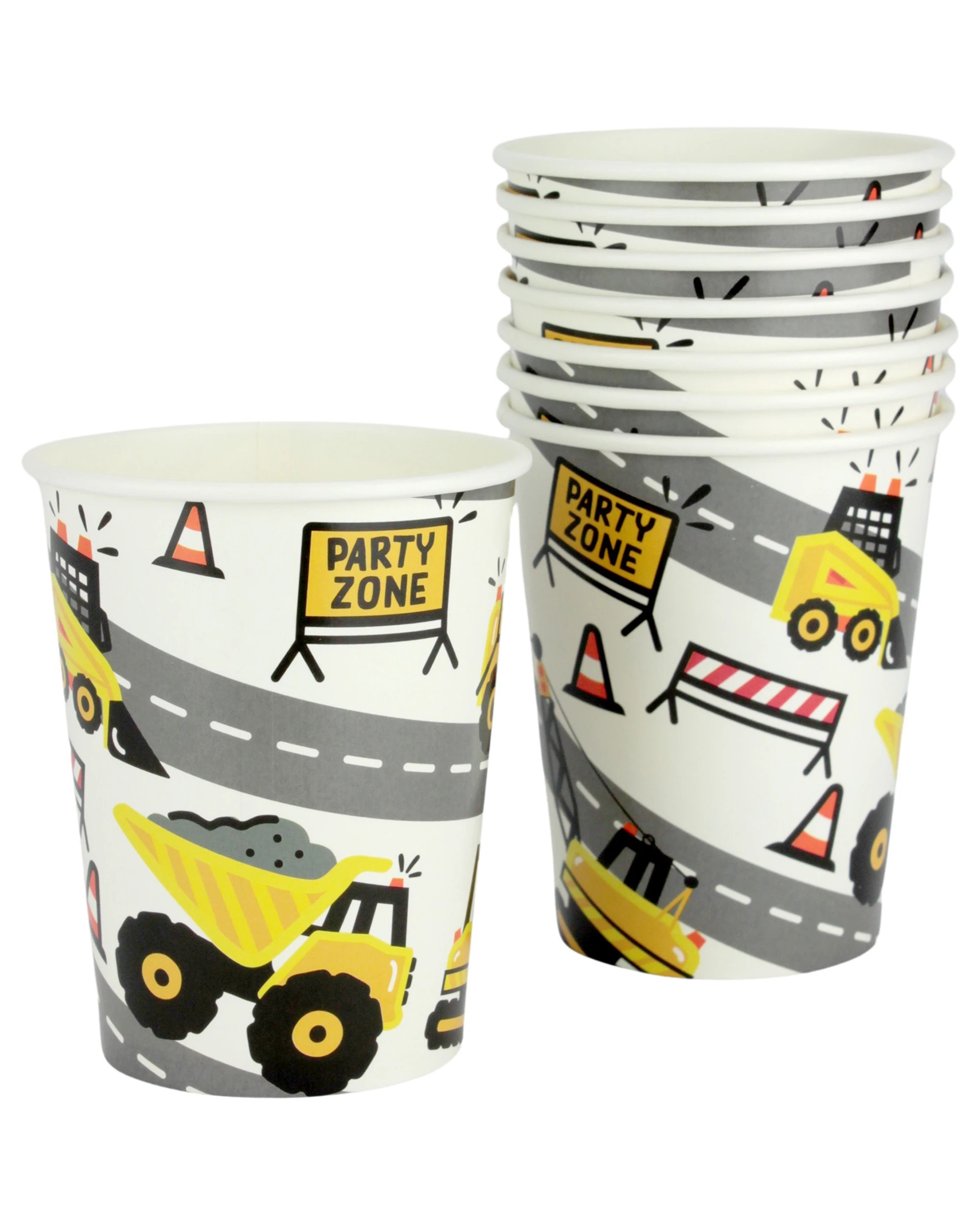 1 Artwrap Construction Party Zone Paper Cups Pack of 8, 1 of 2