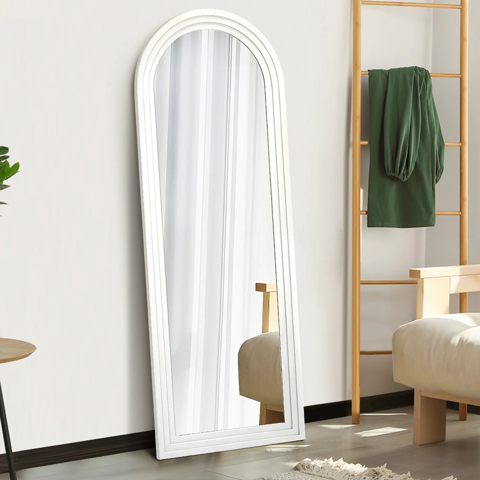 4 Oikiture Full Length Arch Mirror 165x60cm Wood Wall Mounted Home Decor - White, 4 of 10