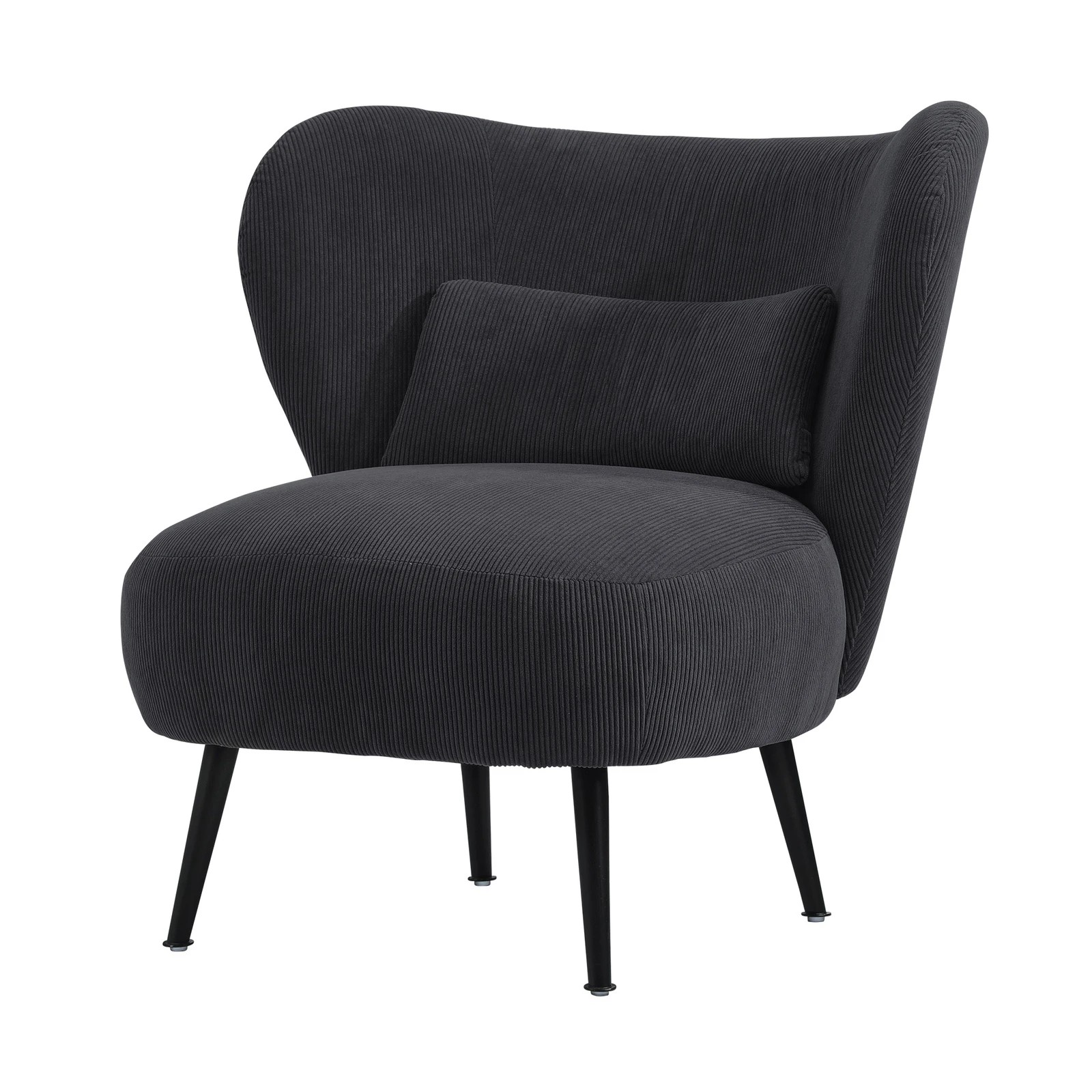 8 Oikiture Armchair Lounge Chair With Lumbar Pillow Wingback Velvet
 - Charcoal, 8 of 10