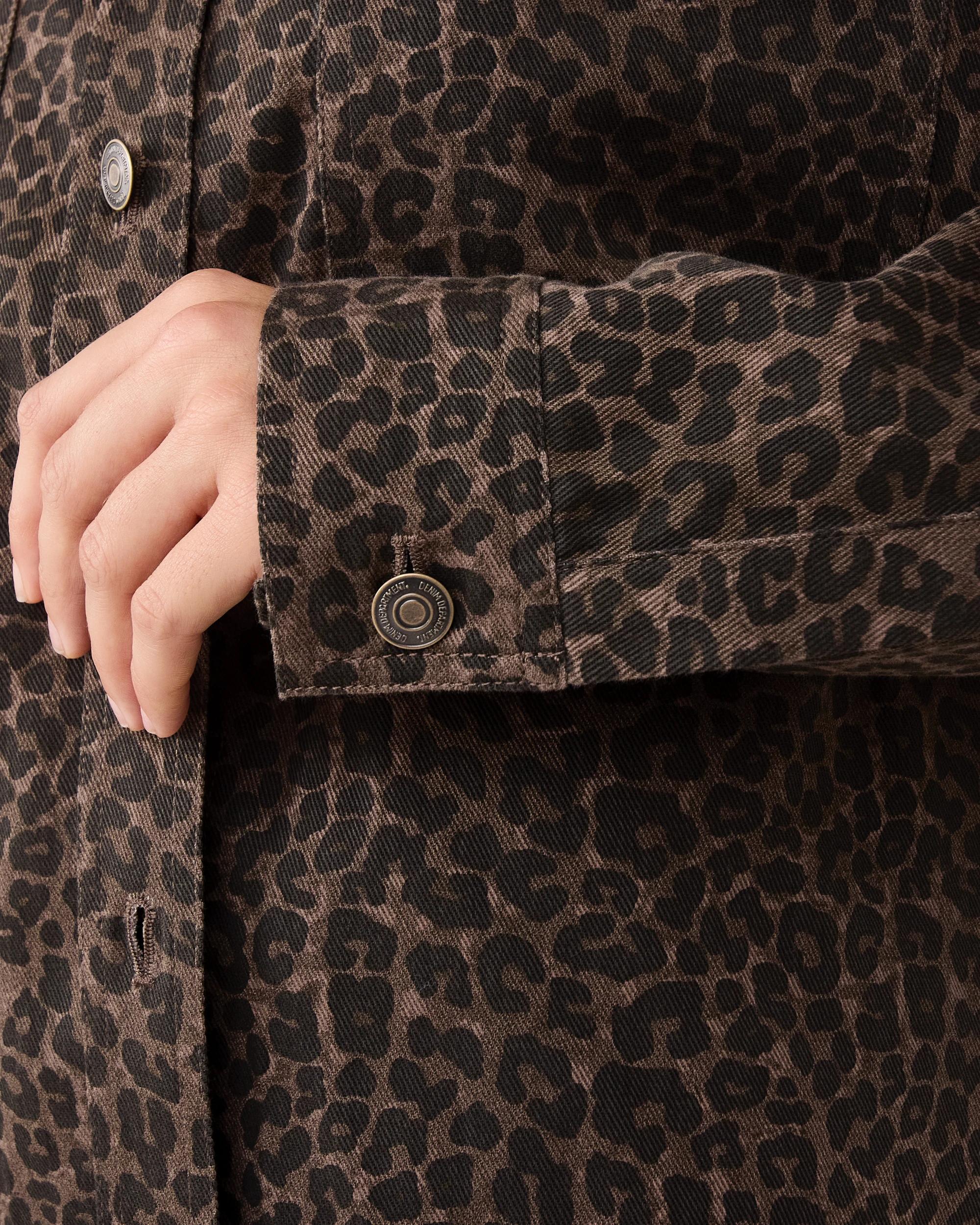 7 Long Sleeve Denim Shirt Brwn Leop, 7 of 10