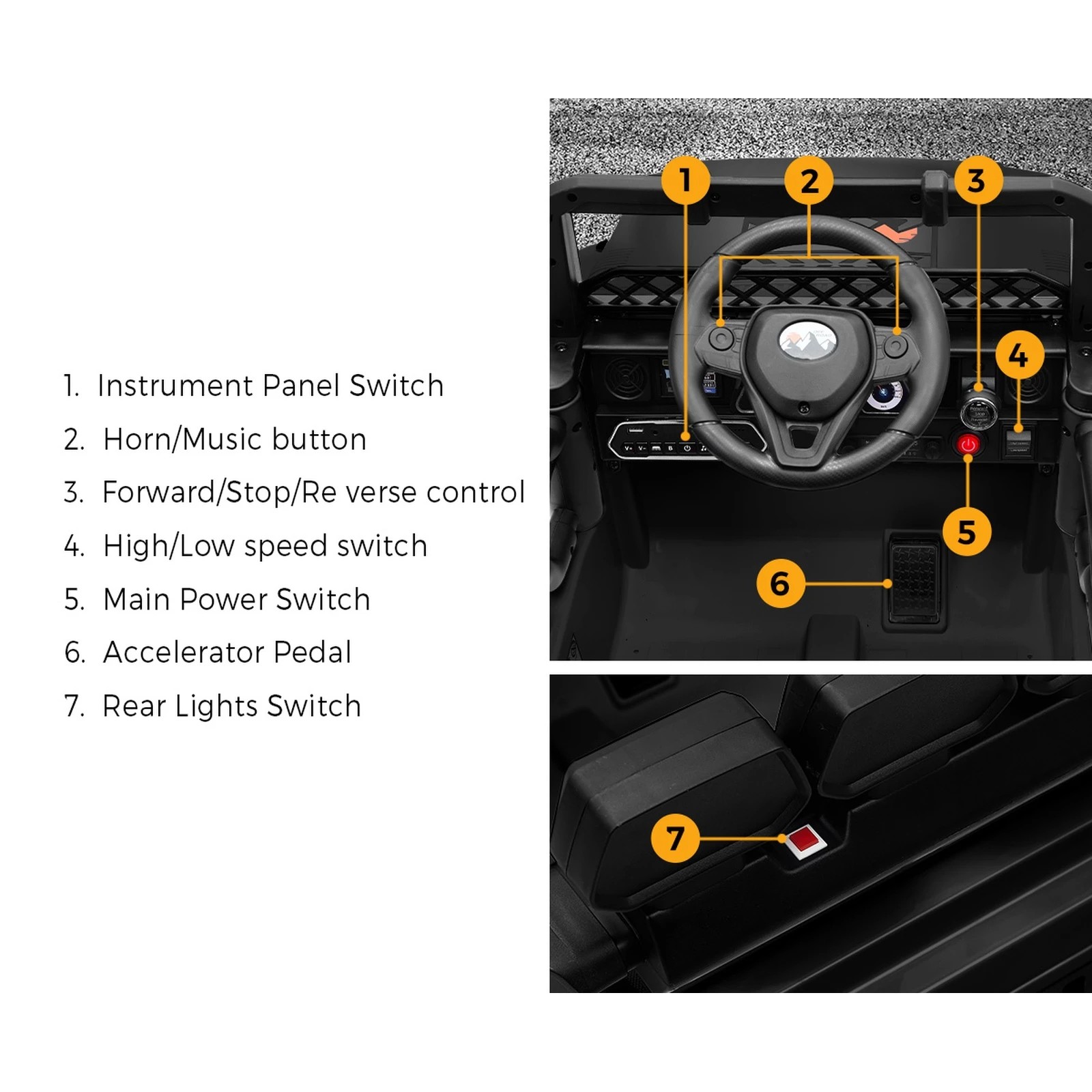 5 Mazam Ride On Car Kids Electric Jeep Bluetooth Light Music Remote Control
 - Black, 5 of 10