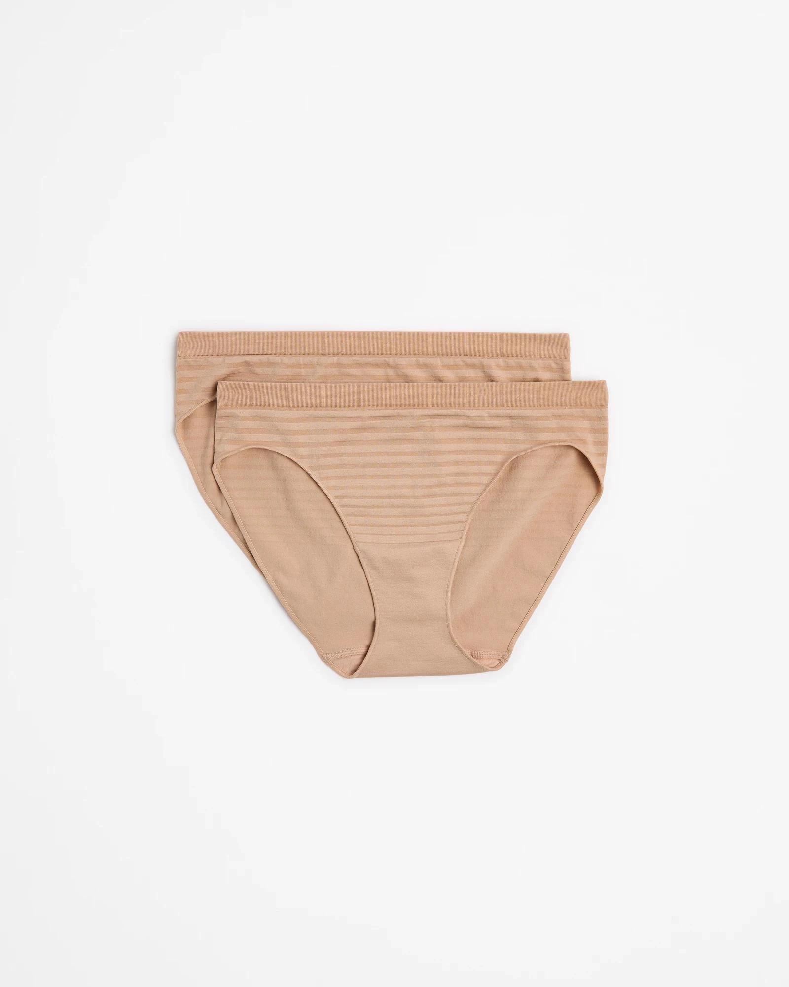 1 Target Woman Womens Seamfree Matte and Shine Bikini Briefs 2 Pack LATTE, 1 of 4