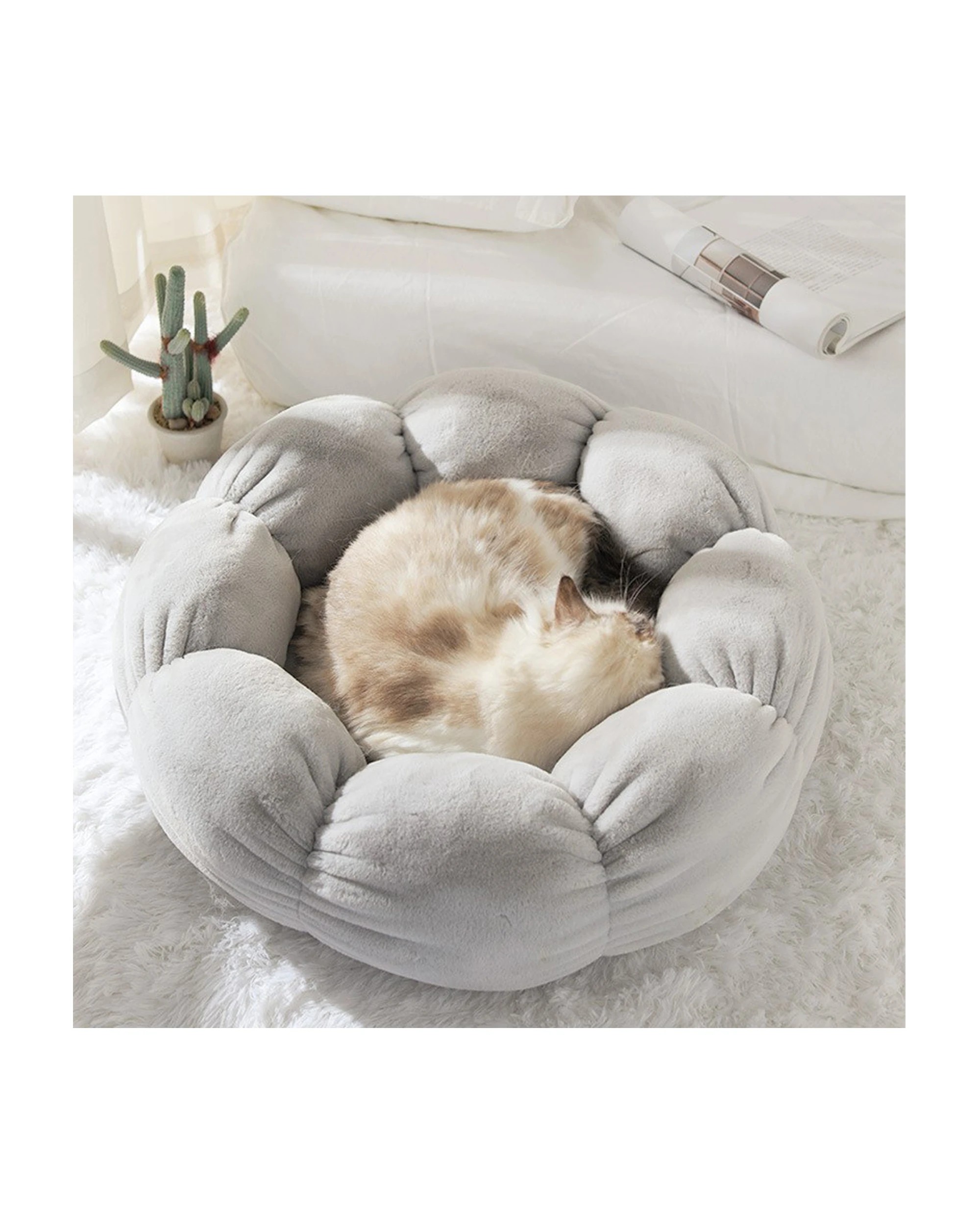 3 TODO Pet Nesting Bed 55cm Diameter Soft Warm Dog Cat Sleeping Bed - Grey, 3 of 3
