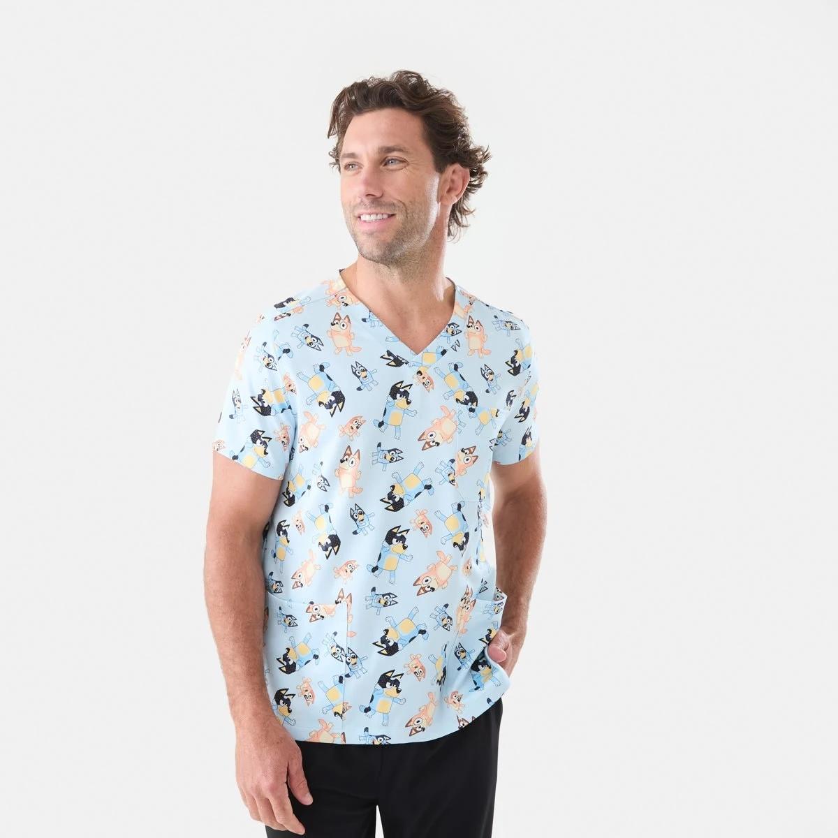 1 Work Short Sleeve Bluey License Scrub Top Bluey, 1 of 5