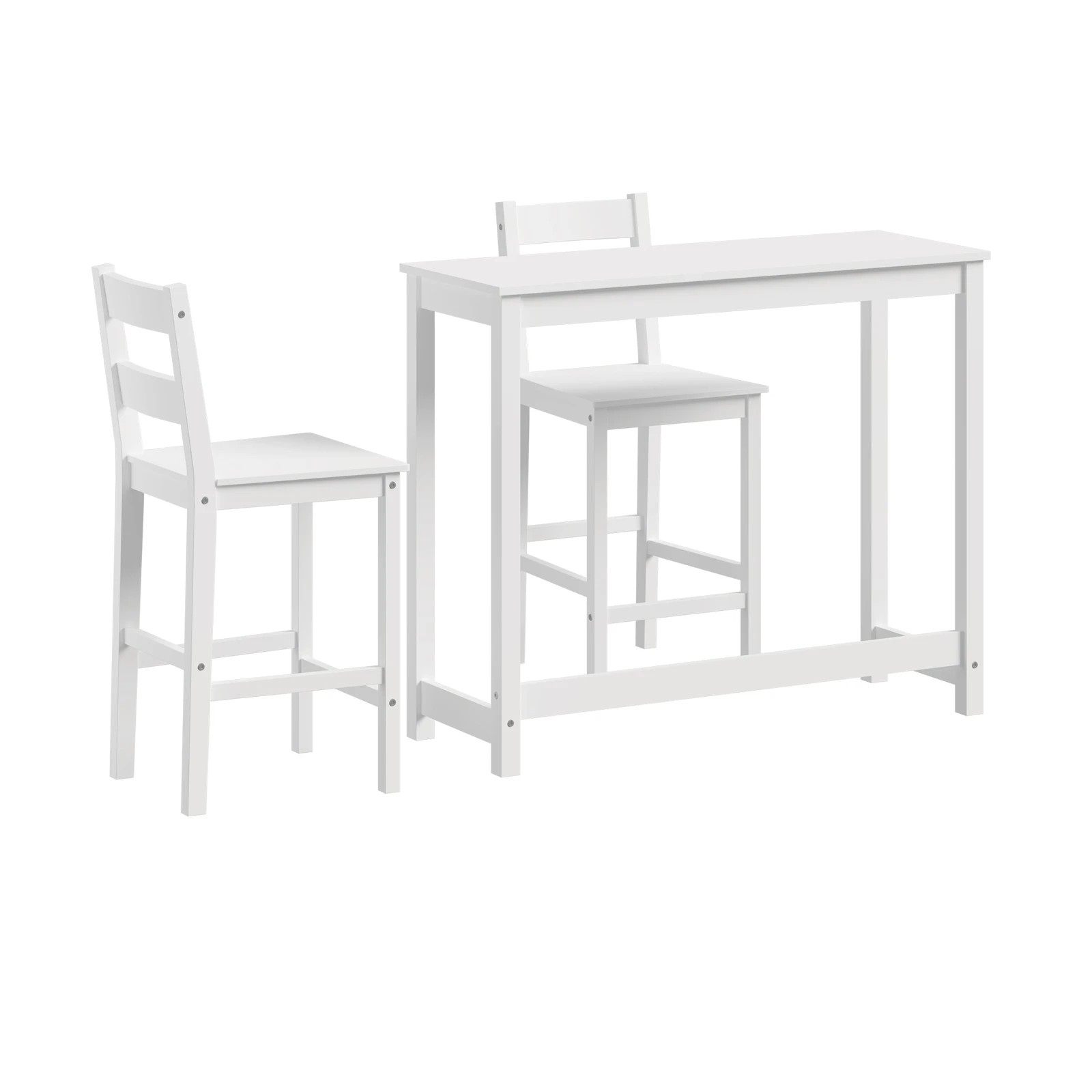 7 Oikiture 3pcs Bar Table Set 2 Stools Chairs Kitchen Dining Cafe Tables
 - White, 7 of 10