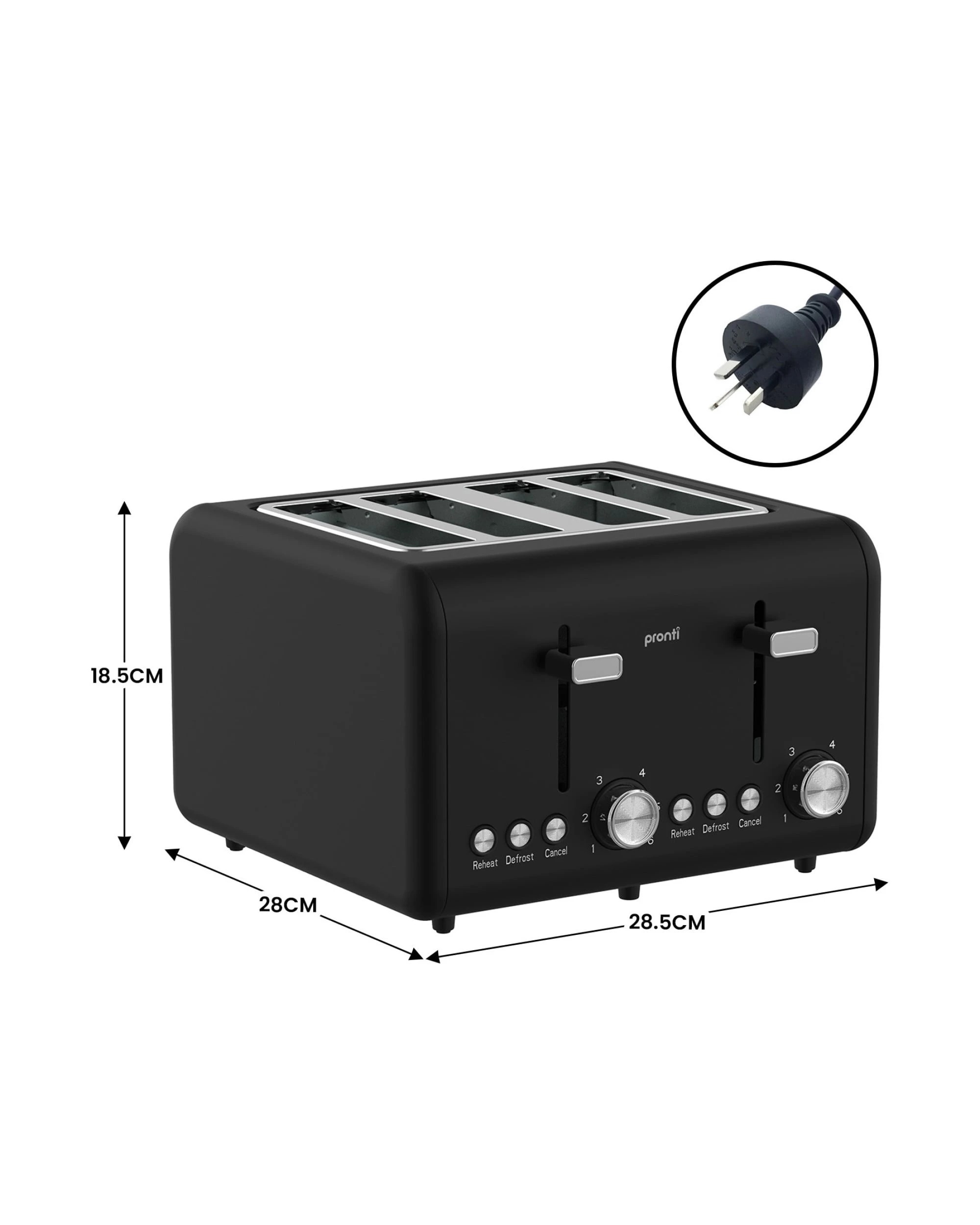 2 Pronti Silver Noir Collection 4 Slice Toaster with Dual Controls, 2 of 6